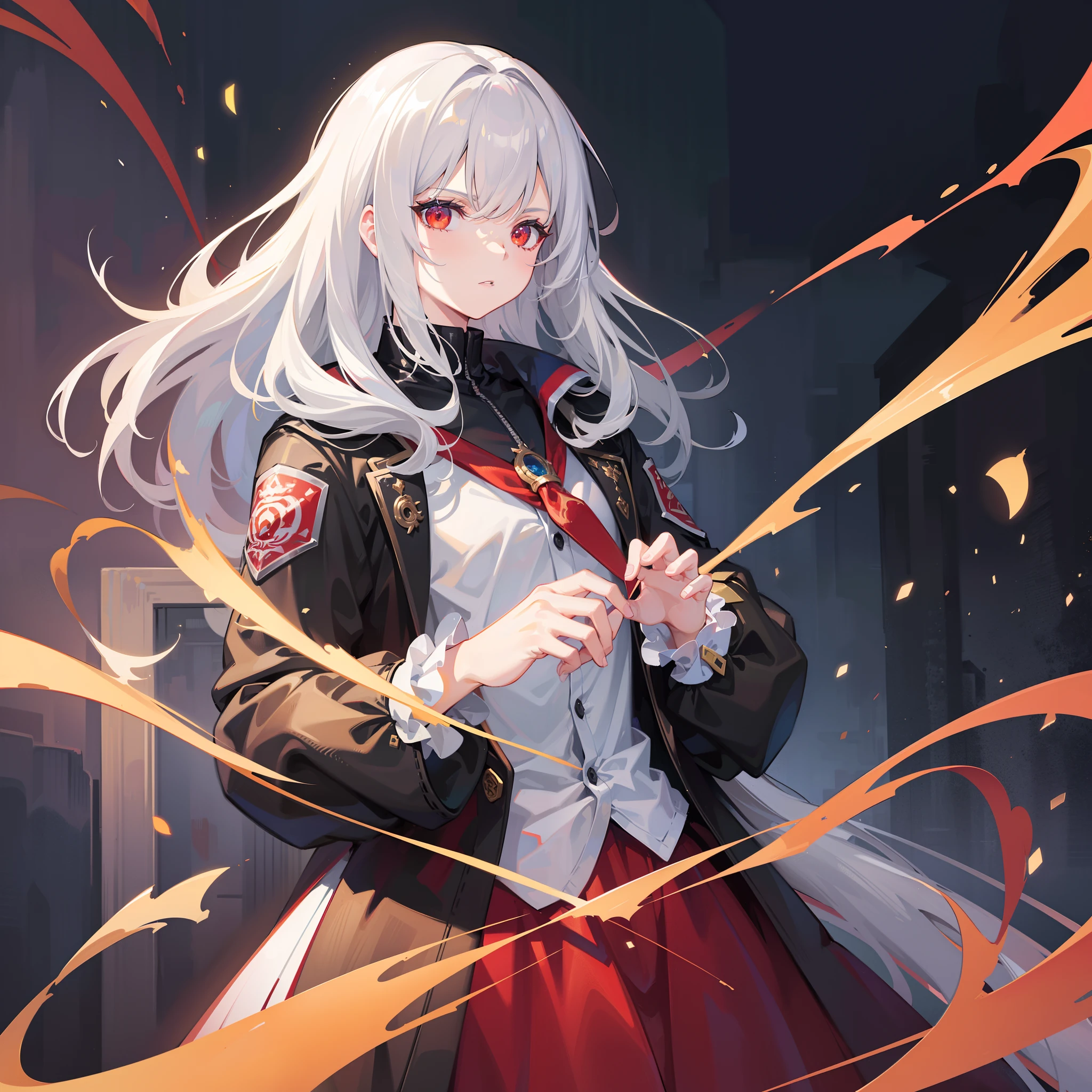 ((top-quality)), ((masterpiece)), ((ultra-detailliert)),(8k wallpaper:1.2),(Ultra-high resolution:1.2),(masterpiece:1.1),wallpaper,High quality,(High detail),(absurdres, highres, ultra detailed),( best quality:1.2)best quality, ultra high res, 8k resolution,anime boy, wearing a metal mask,red eyes,wearing templar knight clothing,wearing silver knuckles, powerful aura, dangerous, serious,highest quality digital art, Stunning art, wallpaper 4k,8k,64k, HD, unparalleled masterpiece, dynamic lighting, cinematic, epic