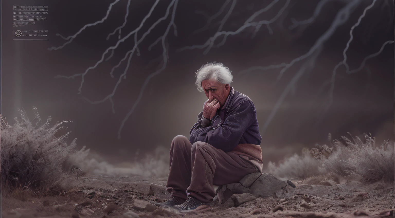(foco nítido:1.2), an award-winning photo of an old peasant, imagem de meio corpo, darkness outside, lightning backlighting, , linhas no rosto, Rugas, Pele extremamente detalhada, tristeza, hopelessness, olhos manchados, (Sombras profundas:1.1), alto contraste, Olhos bonitos, Absurdo, 8k, (alta qualidade: 1.3), , artstation hd |, arte conceitual, Rosto e corpo detalhados, award-winning photography, (Moody Lighting:1.2), profundidade de campo Campo, Bokeh, 4k, HDR