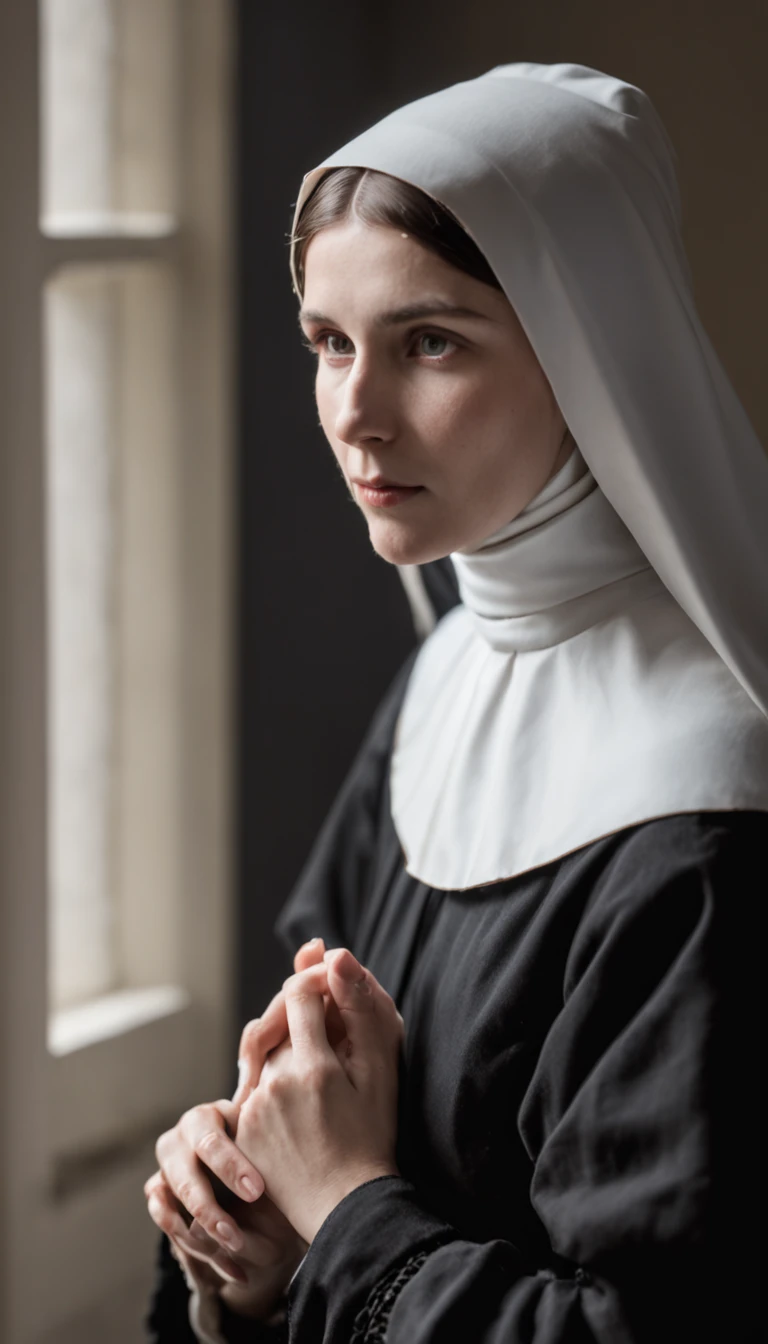saint faustina kowalska, in the room, alone, solitude, sunlight through the window