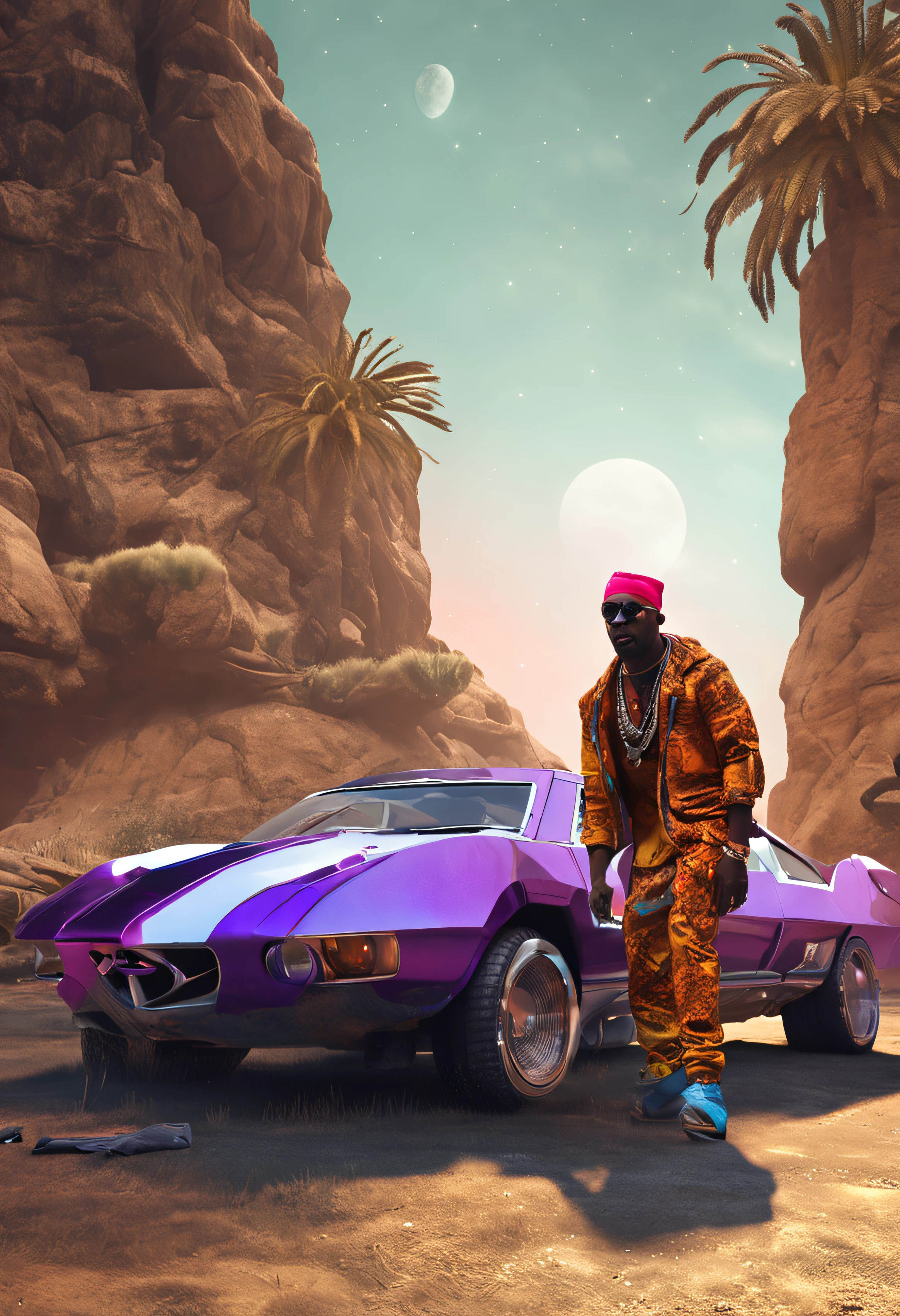african rap musician falling from a spaceship down to earth
