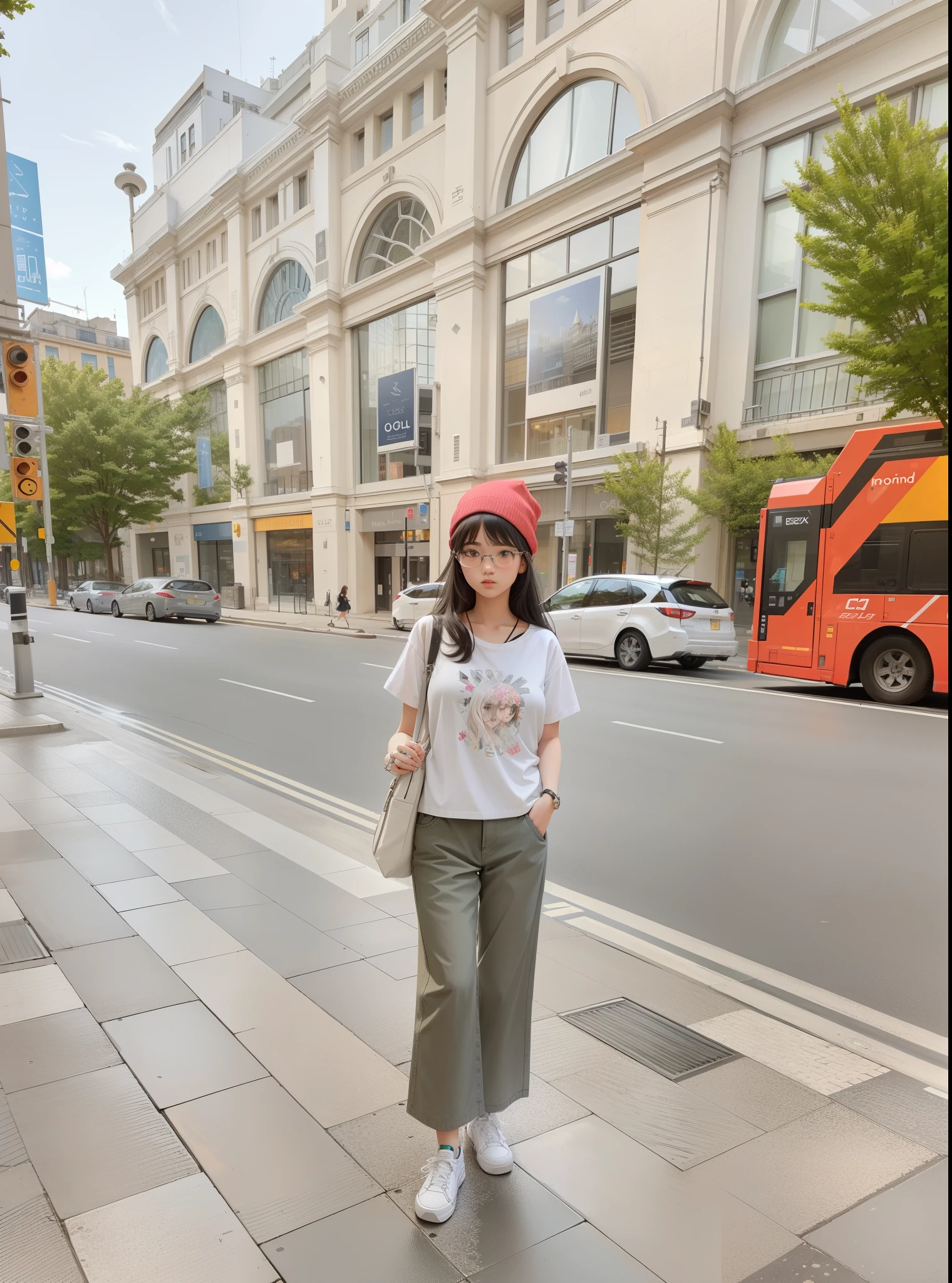 girl, 22 years old, city center, cool, realistic