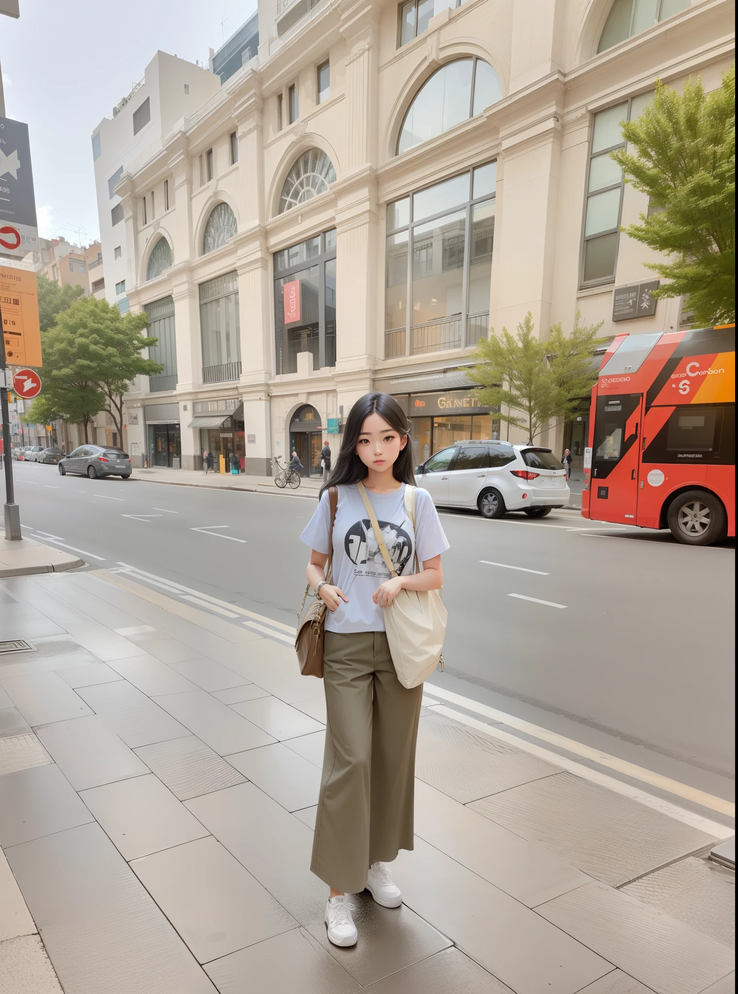 girl, 22 years old, city center, cool, realistic