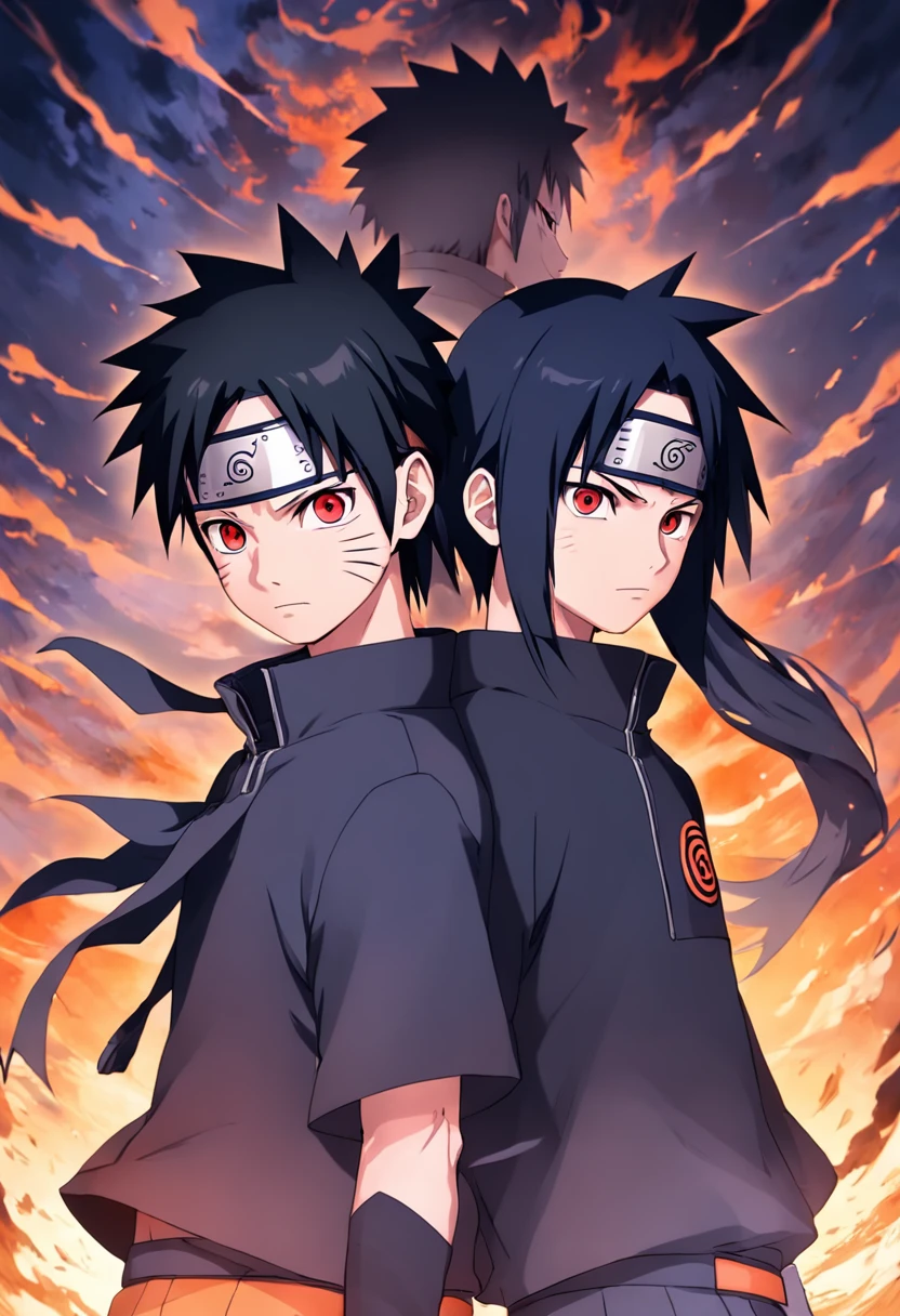 (((naruto character with akatsuki outfit))) smoking weed outside at night, on a full moon night. cena ultra wide 4k 90s