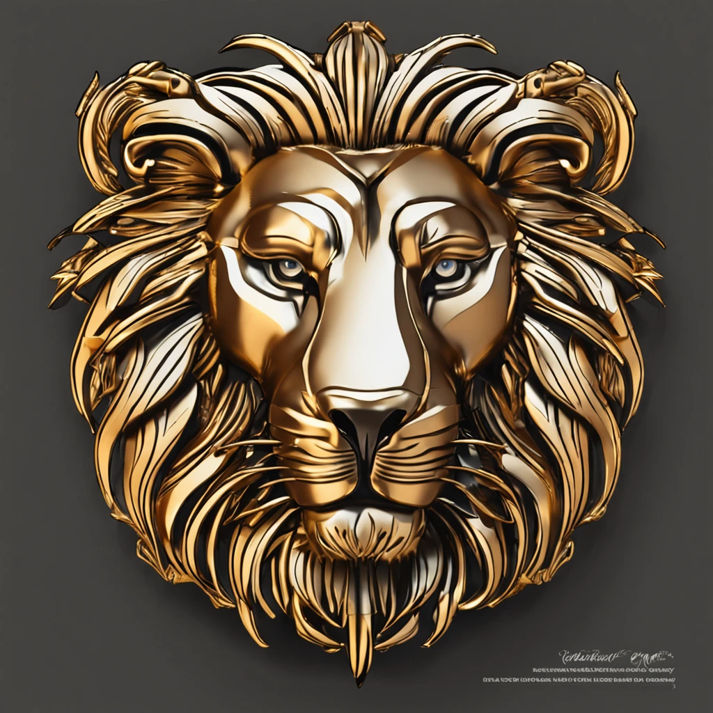 Make a logo with the head of a lion stylized in gold color