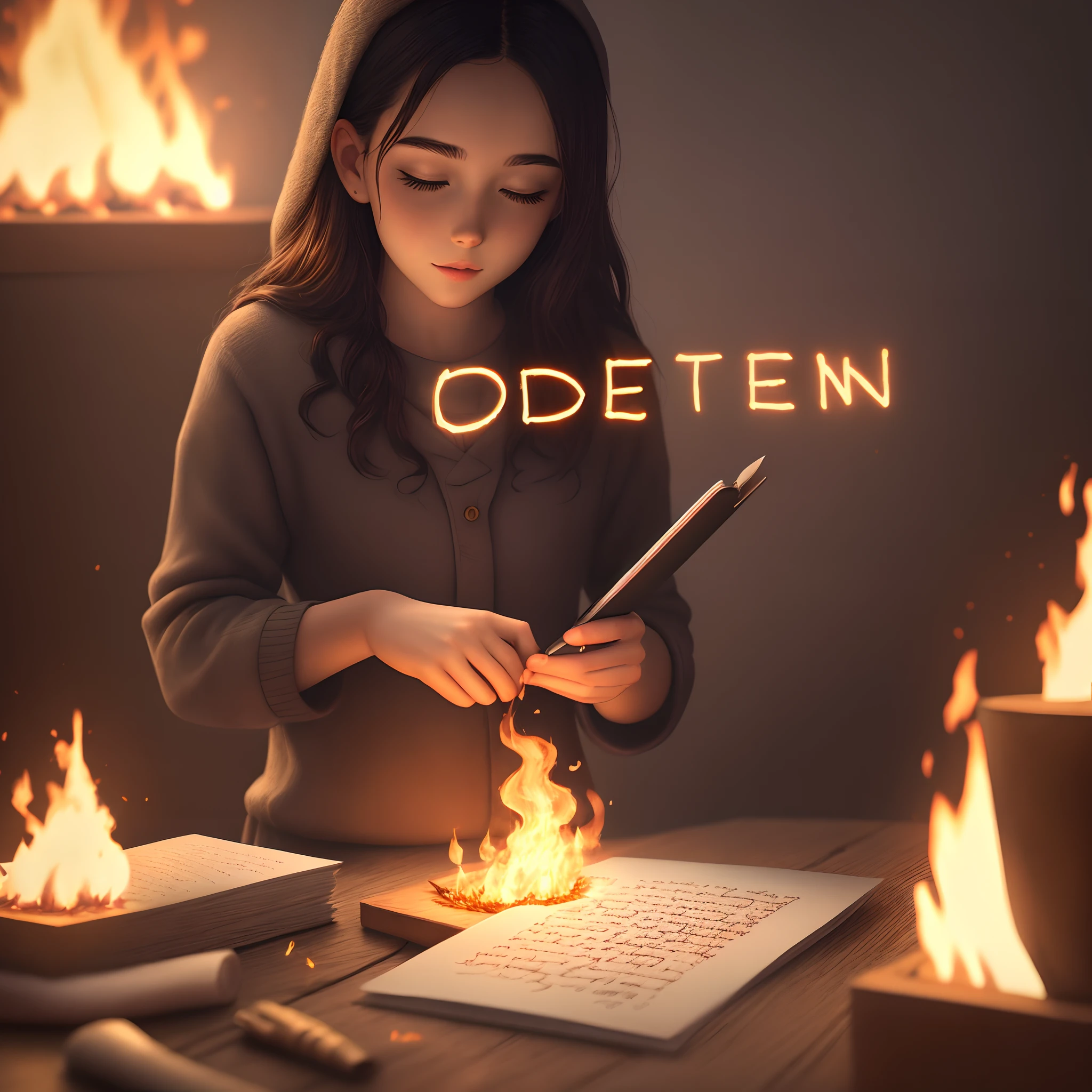 The word Eden writing in fire letter, no background, 8k, high resolution
