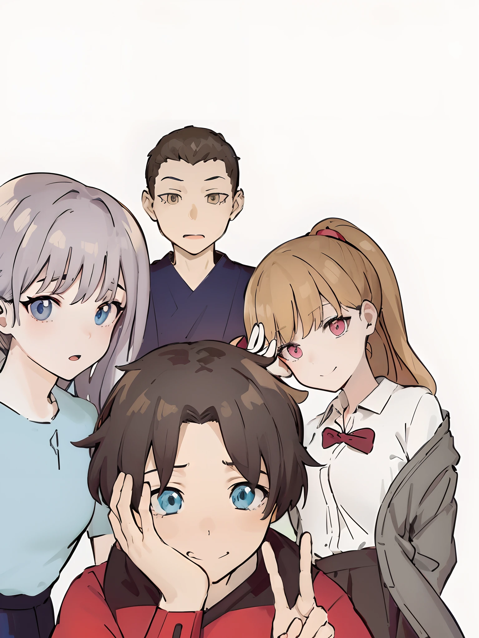 Anime characters with different facial expressions and facial expressions, cel shaded anime, Gospel illustration, in anime style, in anime style, Color manga, cel - shaded art style, in ryuuou no oshigoto art style, A slice of anime life, Very anime style, in japanese anime style, Vector shaded anime