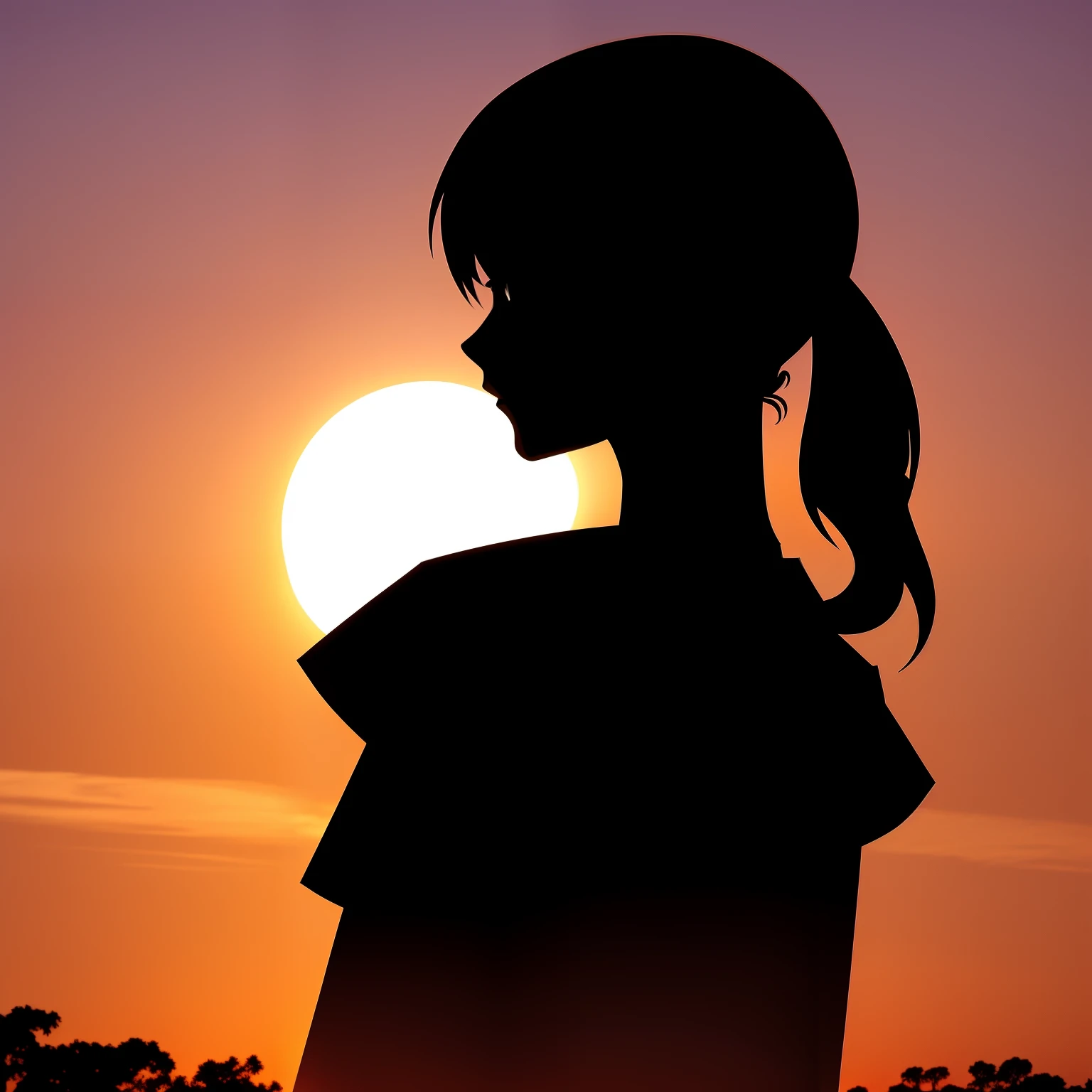 A silhouette of the best anime character