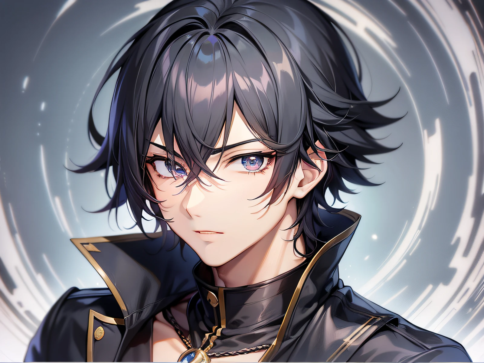 personagem de anime com cabelo preto e olhos azuis em um terno, cara de anime alto com olhos azuis, cara bonito na arte demon slayer, homem bonito anime, Retrato anime de um homem bonito, inspirado em Okumura Masanobu, anime moe artstyle, estilo anime masculino, personagem de anime masculino, Kawacy, retrato impressionante do rosto do anime, jovem homem de anime