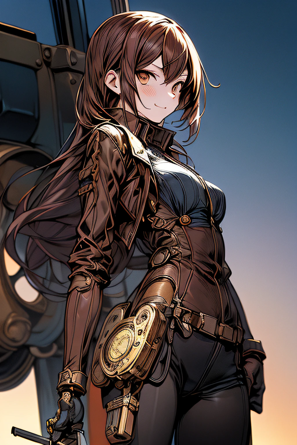(comic book style),(linear art_Anime),(masutepiece, Best Quality, ),(Laura Bad Picture:1.2),(Lora Add Details:1.2),Highly detailed flat color work in 8K,1 girl in,steampunc、machinery background