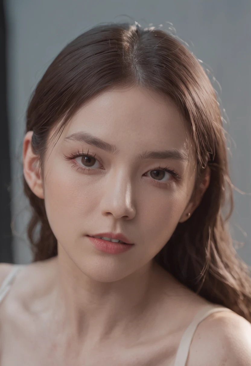 ((One lady))、Full face portrait photo of 25 year old European girl, raw, Beautie, Semi-open strawberry lip, dimples, Wistful expression, (Brown hair with extra long wavy), ((详细的脸)), ((detailedfacialfeatures)), (Detailed thin skin), pale-skinned, Cyberpunk Megacity Environment, (cold color), a sultry, a sultry, Reflectors, (Shot with the masterpiece Canon EOS R5 (细节) (photos realistic) (Detailed Detailing) 50mm spring, F/2.8,  nffsw, (8K) (wall-paper) (cinematic lightening) (dramatic  lighting) (foco nítido) (complex), Raw foto, Raw foto, Gigachade Photos, Camera Pose, Black jeans, Back arm, 8K UHD, Digital SLR, hightquality, Grain films, FUJI XT3, Film Stock Photo 4 Kodak Portra 400 Camera F1.6 Lenses Rich Color Ultra-Realistic Textures Dramatic Lighting Unreal Engine Art Station Trends Cinestill 4B8r3B4p7yhRXuBWLqsQ546WR43cqQwrbXMDFnBi6vSJBei F8tPW85a7r7DM961Jvk4hdryZoByEp8GC8HzsqJpRN4FxGM9mess, musculature, Ruptured veins, bead, (( Therefore & purple sexy dress)), (poneyTail, 1 large hull),
