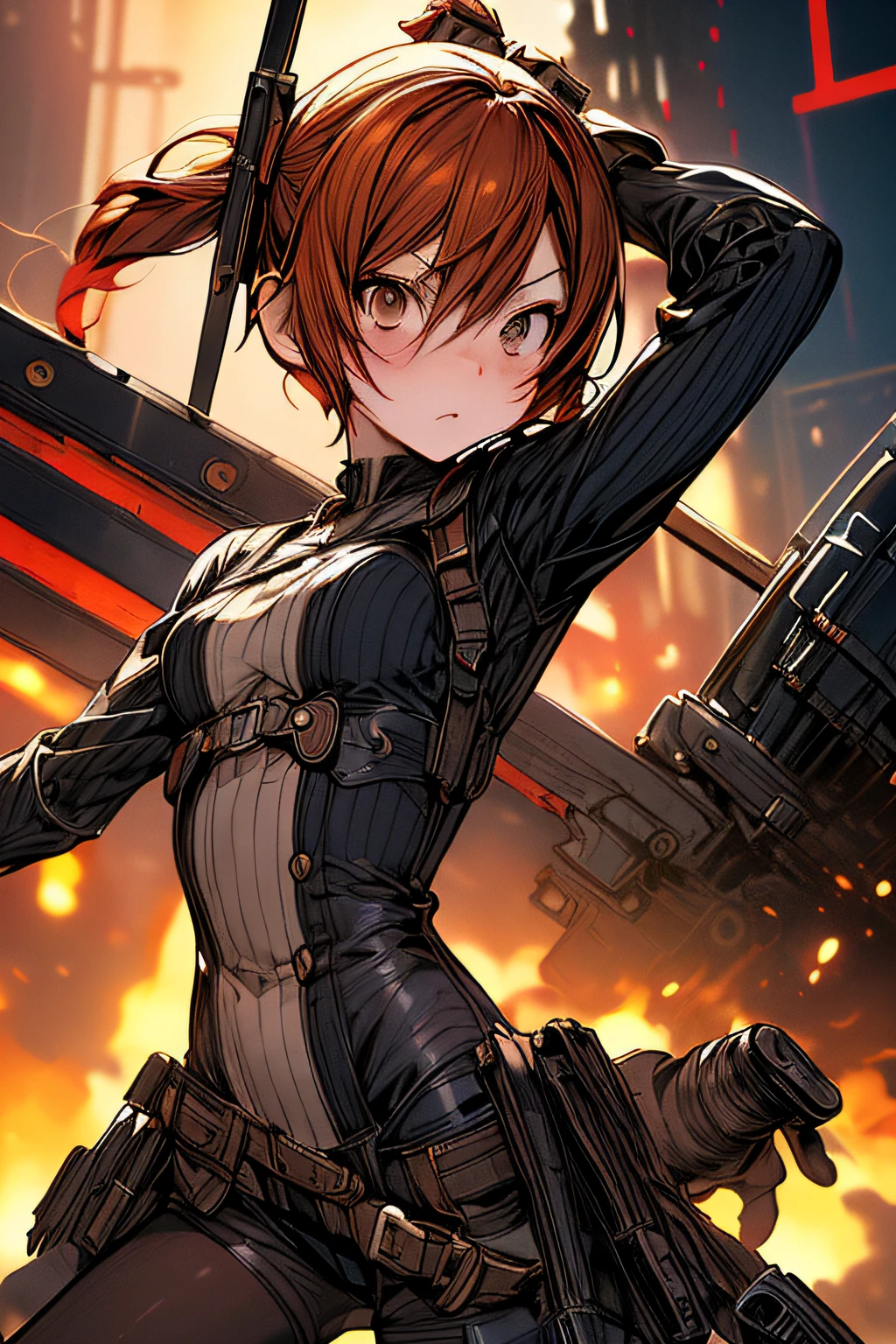 (comic book style),(linear art_Anime),(masutepiece, Best Quality, ),(Laura Bad Picture:1.2),(Lora Add Details:1.2),Highly detailed flat color work in 8K,1 girl in,steampunc、machinery background