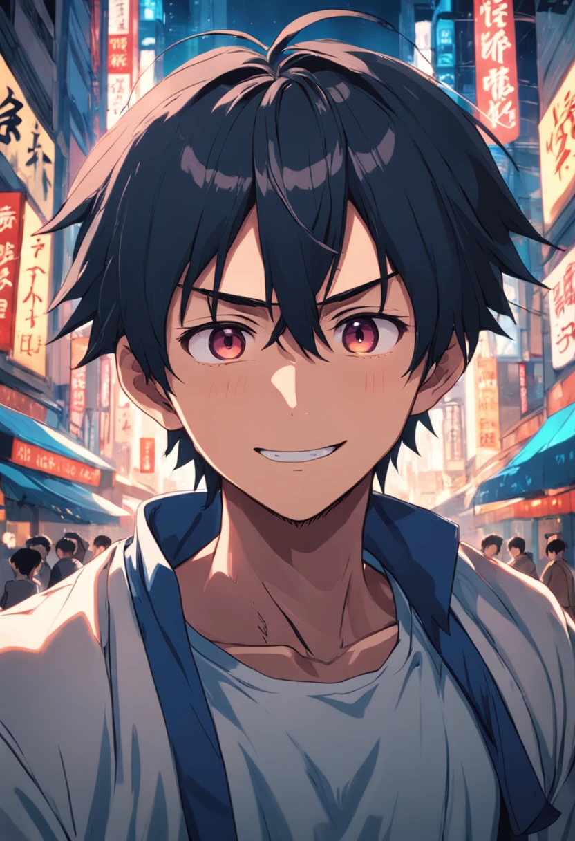 5Male in his 0s asian human 1A smile BigEyes90s Style Anime Retro