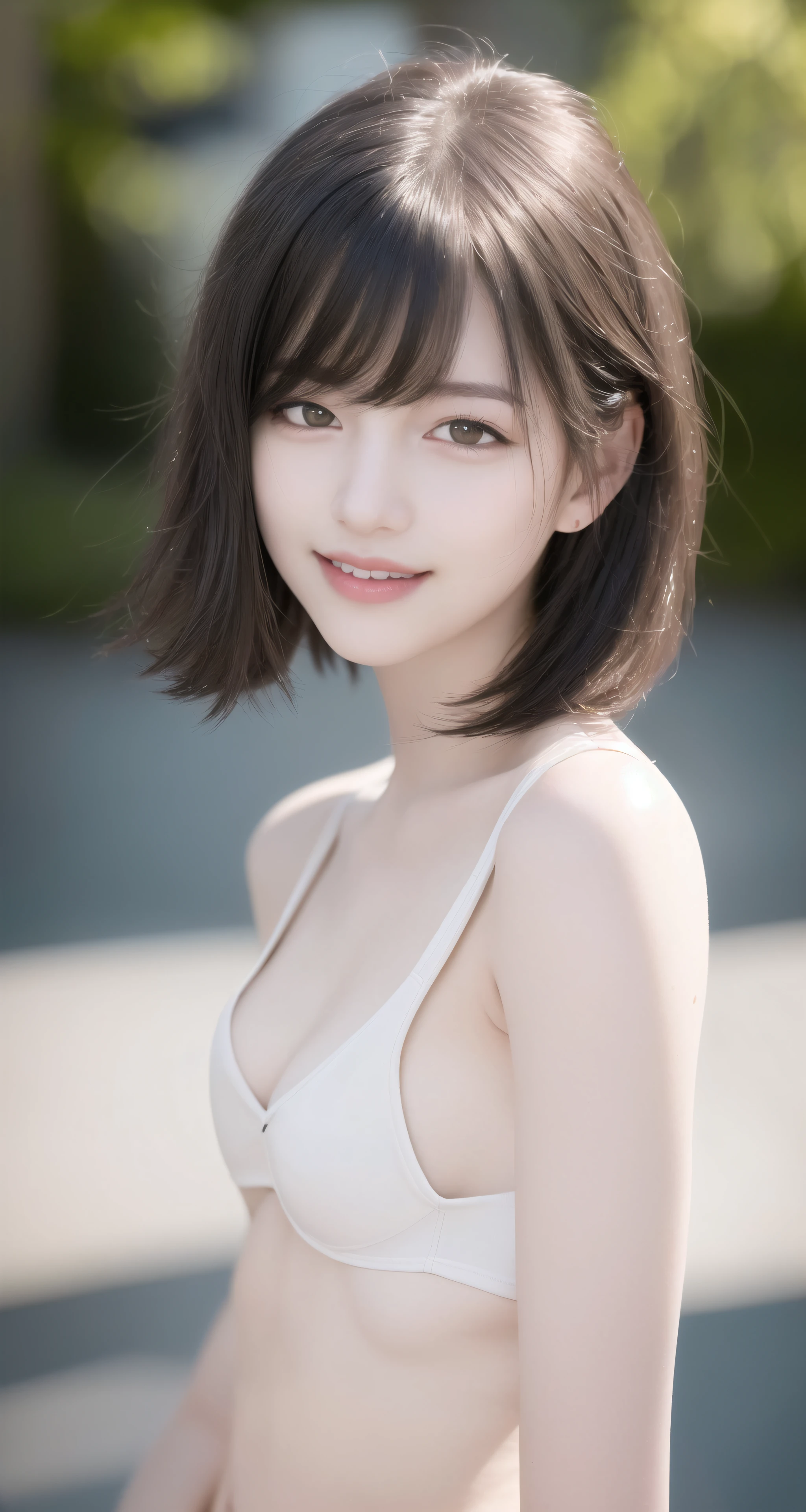 8K, (超Realistic: 1.35), (Realistic: 1.4), 1 Korean beautiful girl, smile, one person, light makeup, masterpiece, 超high resolution, high resolution, one person, sexy underwear or micro bikini、 puberty, one personの少女, ((perfect body)), ((best image quality)), ((Hola)), ((very delicate and beautiful)), ((very shallow depth of field)), nffsw, ((incredibly shallow depth of field. familiar)), (((very delicate and beautiful))), (((Very shallow depth of field))), nffsw, (((incredibly absurd))), (((perfect body))), (((looking at the camera)))), (((normal size breasts))), (((Serious face))), (((Hair can be long or short))), myself+background, dynamic angle, female focus, {particles of light}、 詳細なbackground、((paul hedley))、soft lighting、(dramatic)sunset、sunset、とても美しいsunset、live-action、real、top angle、かわいいsmile、(backgroundぼかし)、18-year-old、Are thin、((Wind))、((movement))、((emotion))、((colorful))、((baby face))、((Beautiful teeth))、穏やかな海のbackground。