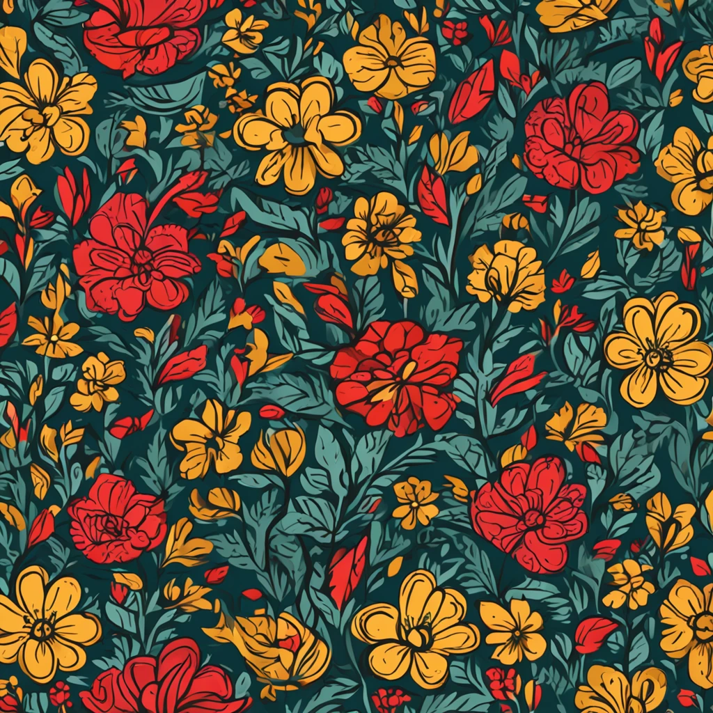 bright colorful floral pattern, seamless. yellow, red