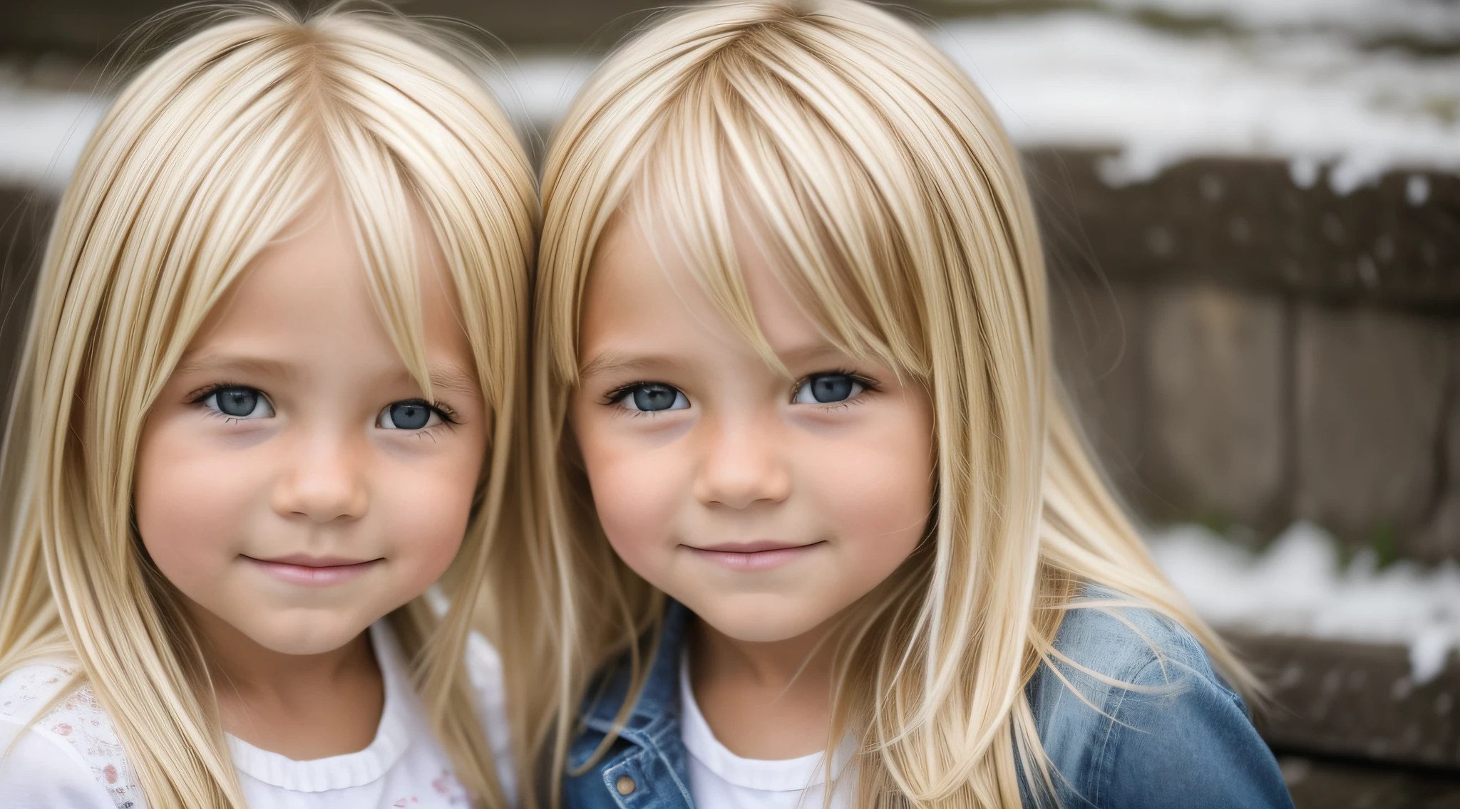 BLONDE KIDS CABELO LONGO, DE CASACO DE PELE, PORTRAIT, gelo, gelo, neve.