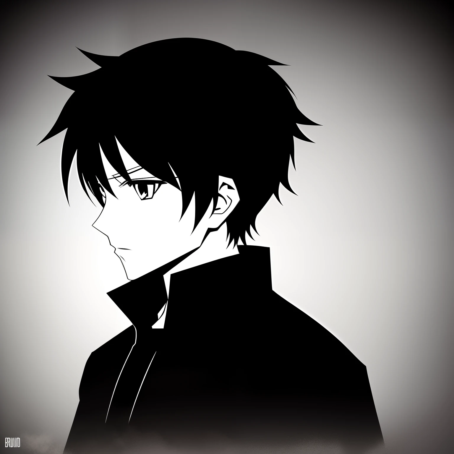 A silhouette of a cool anime boy