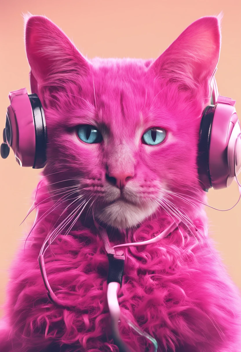 Has pink cat ears