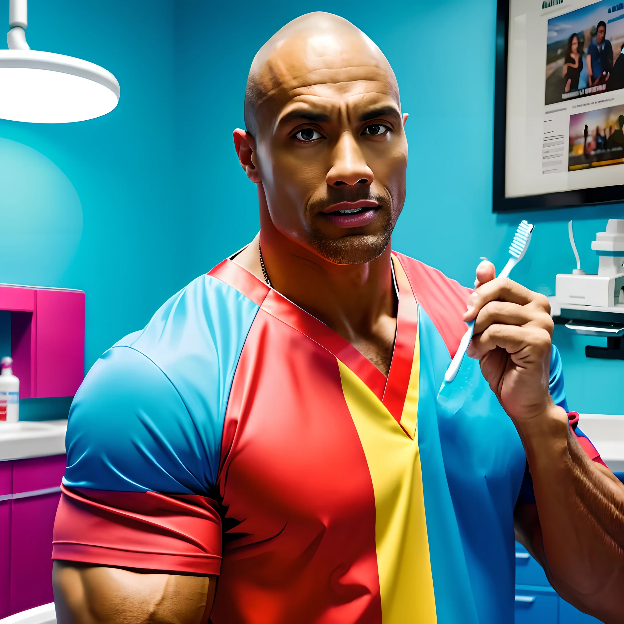 The rock's hand holding a toothbrush