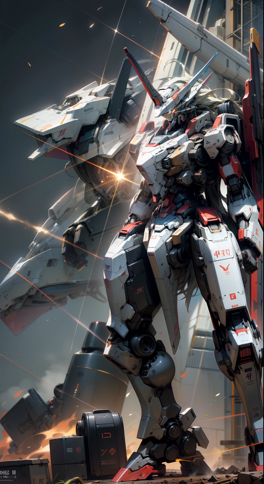 Surrealism, Ray Tracing, Photorealistic, UHD, High Detail, 32k, Best Quality, Textured Skin, Gundam Mecha, Flight, Funnel, Mecha Ship, Masterpiece, Best Quality, Mecha, Unmanned, (Full Body), (Black Mecha: 1.8), (Axisymmetric: 1.4), (HDR), (Movie Light: 1.1), White Eyes, Cool, Science Fiction, Fire, Universe, oversized shield, mecha man overlooking the background of the earth, with laser cannon beams, wars, conflicts, weapons in hand (has a huge weapon: 1.5),