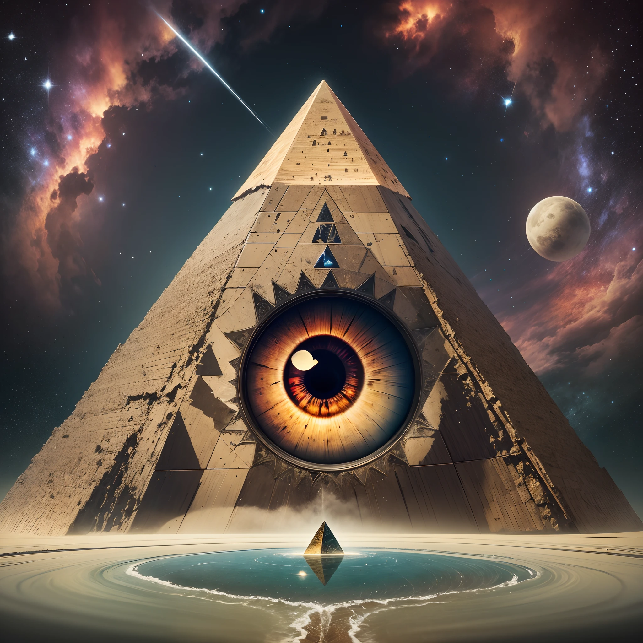 big pyramid with a big eye in space, da Vinci style --auto --s2
