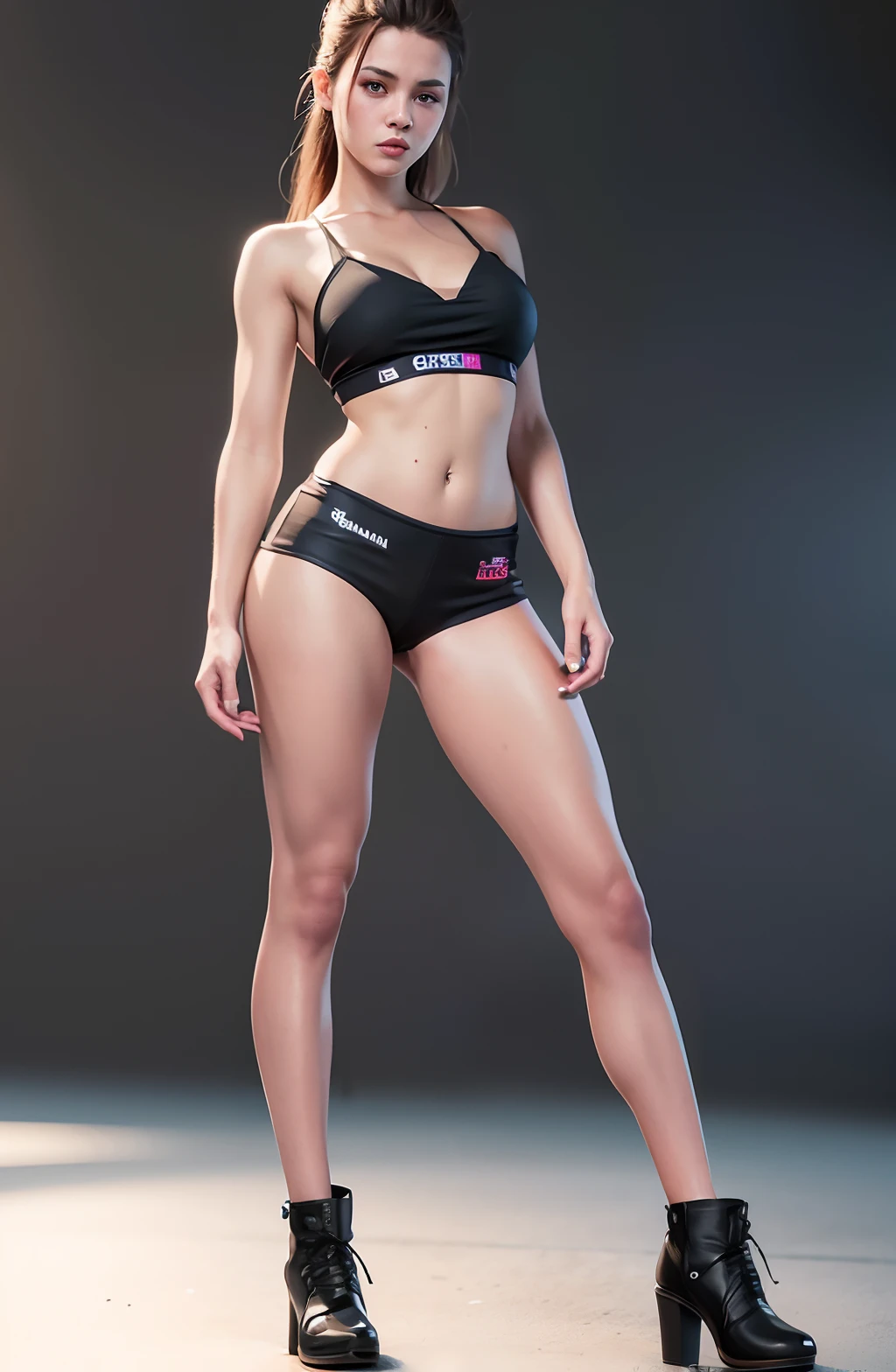Create a 12K resolution of a 3D 18 years old female supermodel style character in detailed full body, highly detailed, vibrant, ultra high quality, Hyperrealism, Photorealism, octane render]