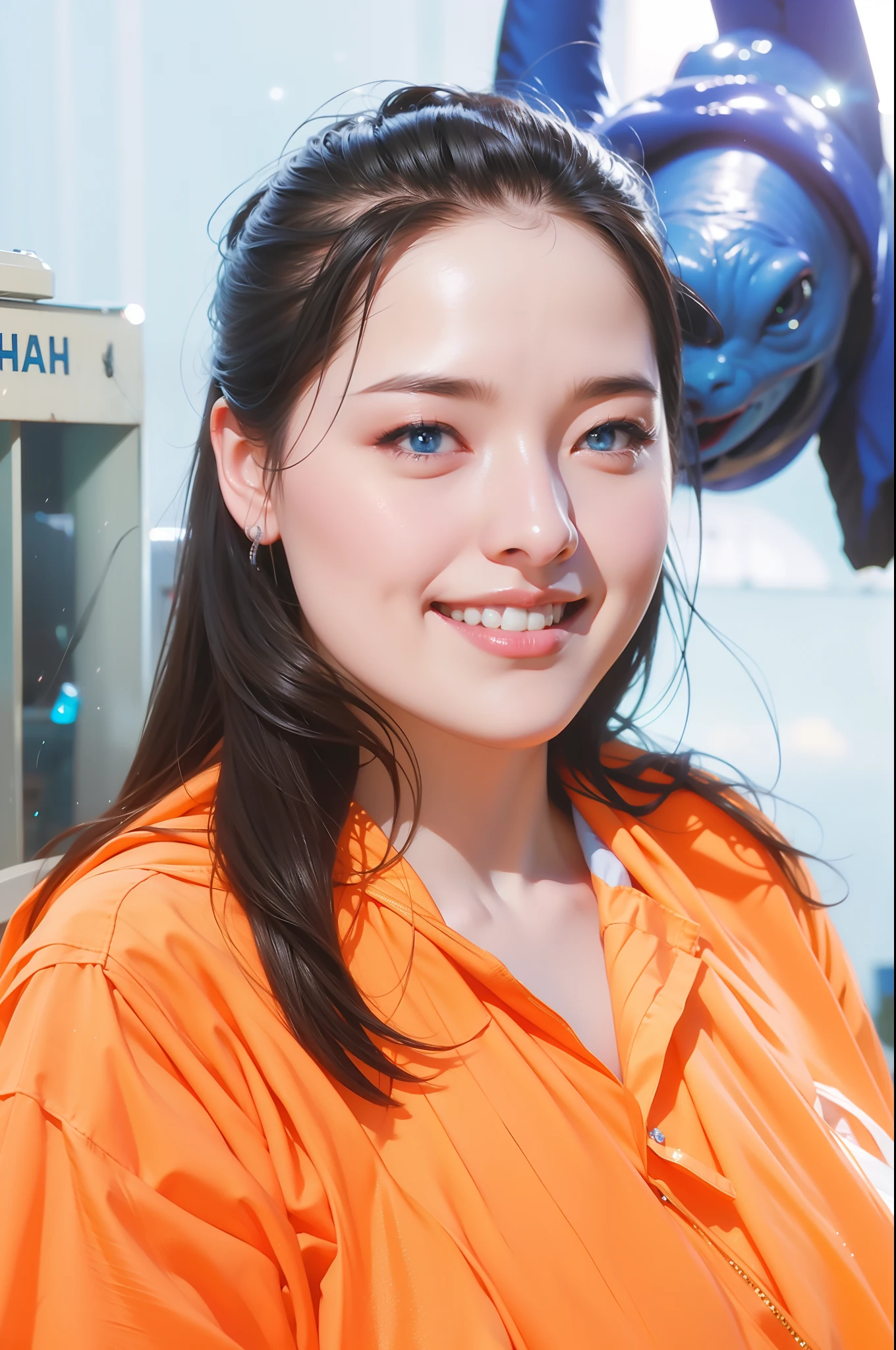 photo realistic portrait high detail blue alien bokeh cinematic lighting