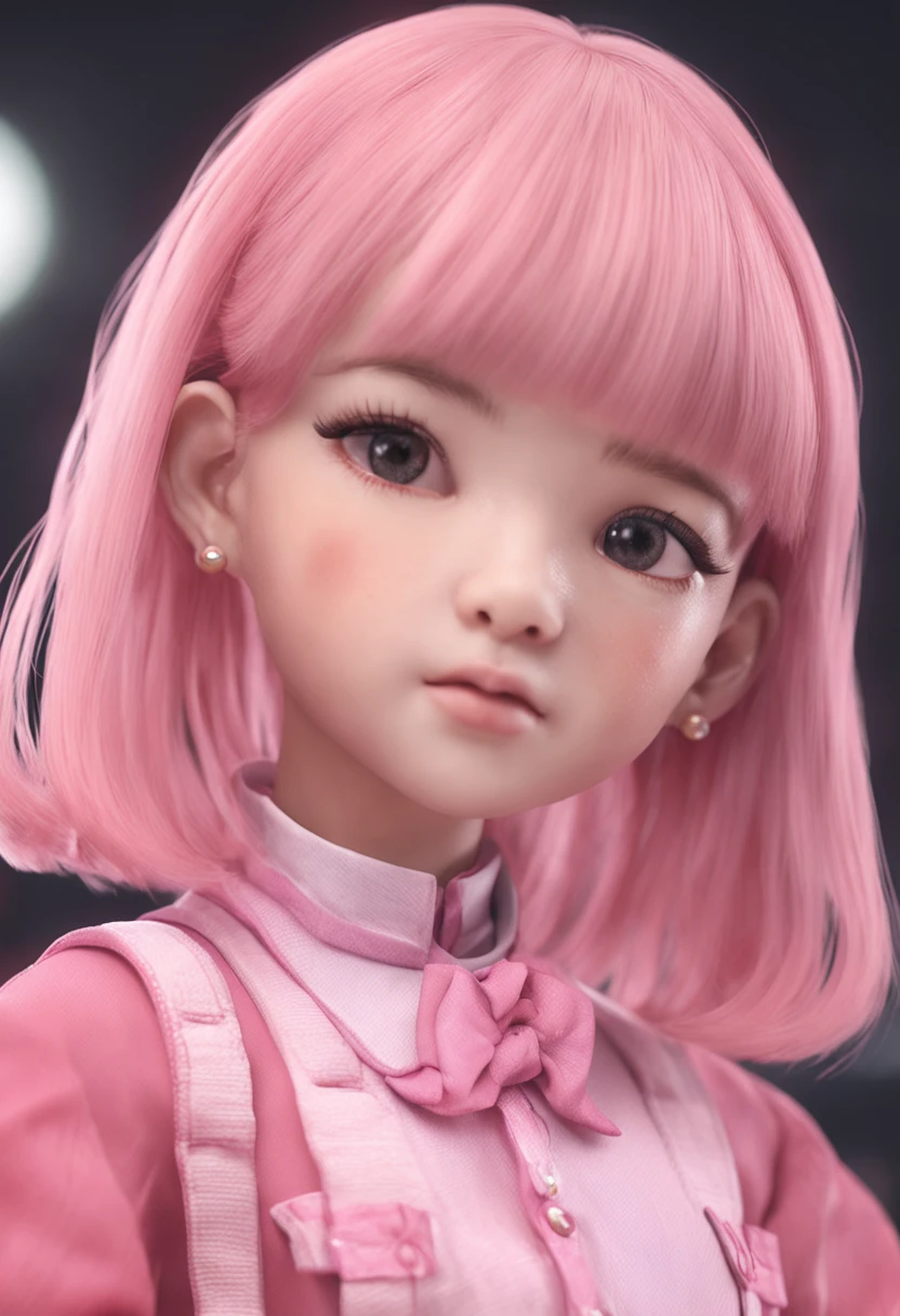 pink shorthair、Because of the bangs on the left eye、I can't see my left eye when viewed from the front.、a 、Wearing a well-balanced face maid outfit、