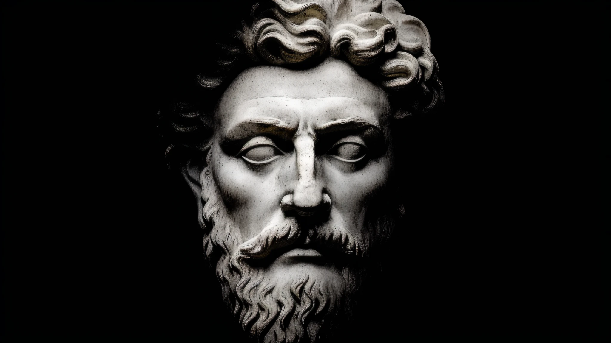 a close up of a statue of a man with a beard, eStoic face, Estoicismo, stoic, eStoic facial expression, estoico and calm, divino e estoico, Stoic attitude, Pose estoica, platao, Retrato de Zeus acidentado, classic sculpture, um antigo rosto barbudo masculino, Directed by: Gian Lorenzo Bernini, Retrato Zeus