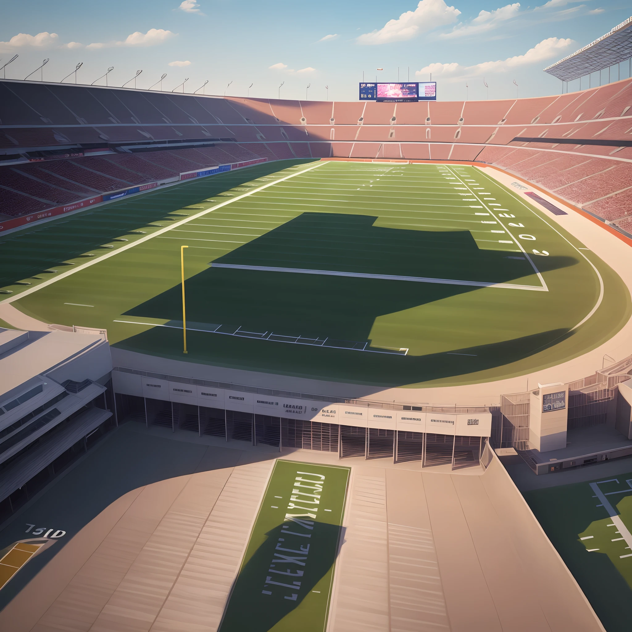 masterpiece, best quality, 8k, photo realistic, hyper detailed photo, clean sky, ((football stadium)) in historical city of Iran