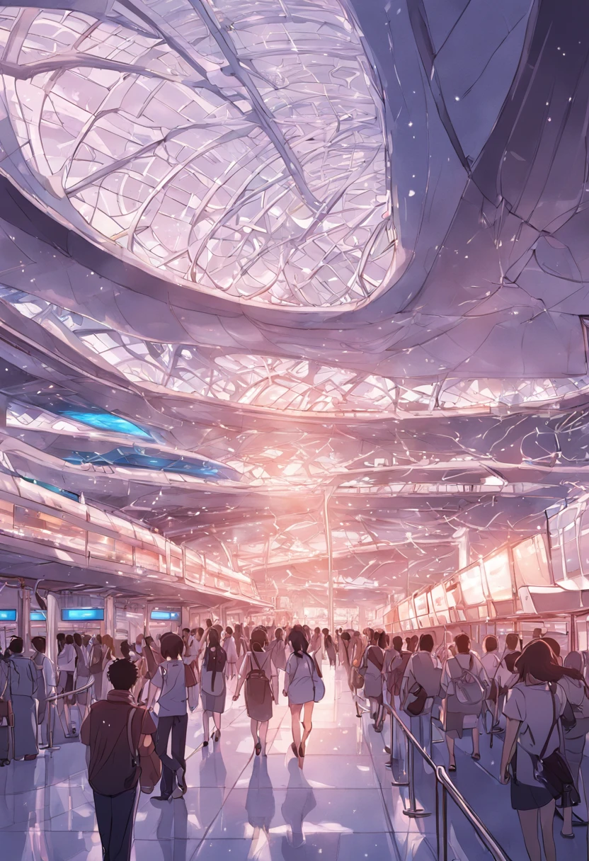 Inside Suvarnabhumi Airport, line art,Arrivals at Suvarnabhumi Airport
