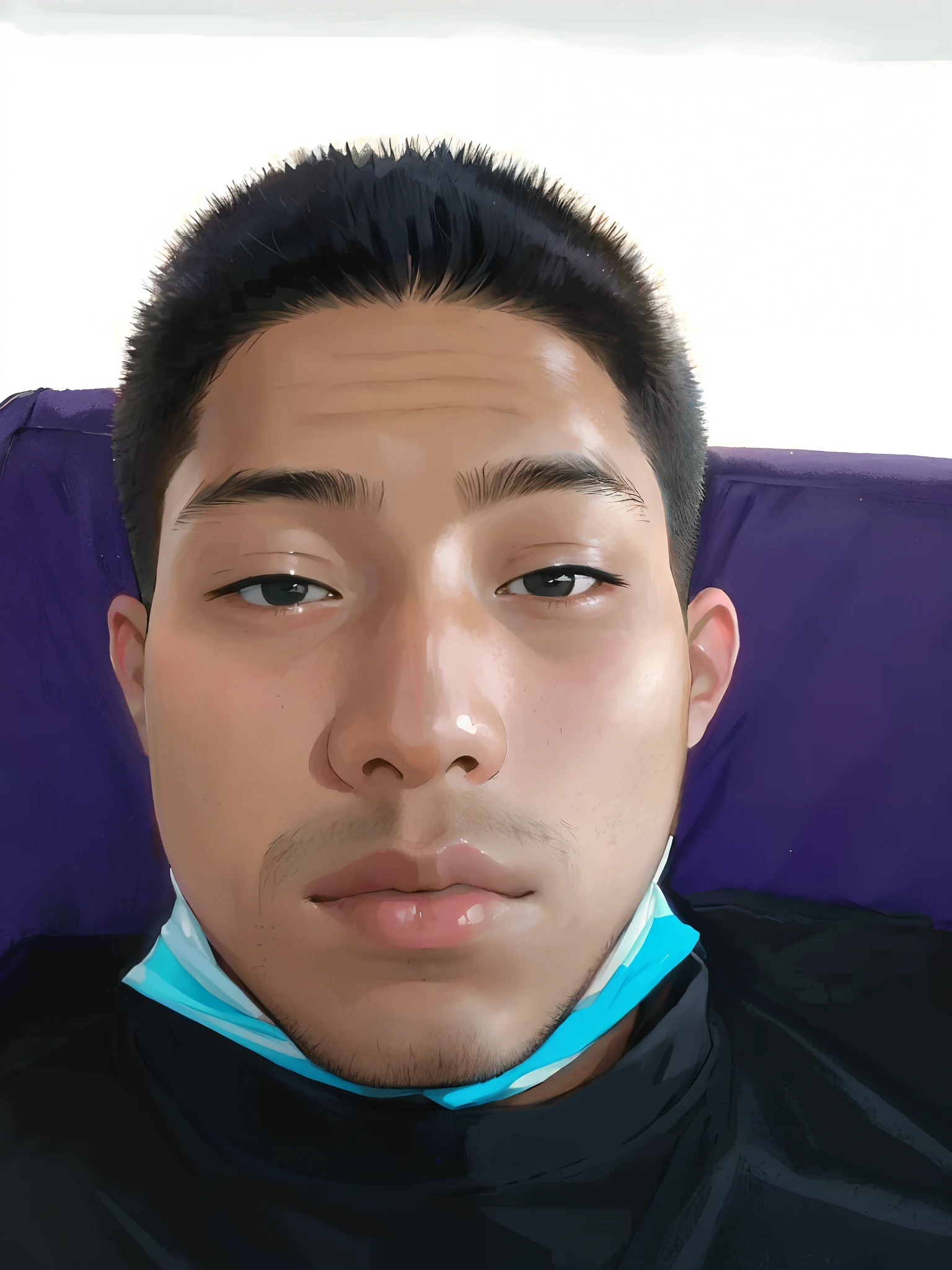 arafed man with a neck brace and a black shirt, 2 , 2 3 years old old, 21 years ars old, 2 4 years old, south with round fac old, 2 9 years old, face picture, clean shaven face, thawan du