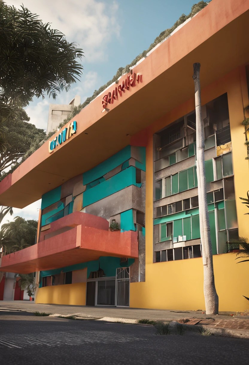 an image of a social work building from the front, on the front a banner written in Portuguese
Brazilian, Educating for Christ project