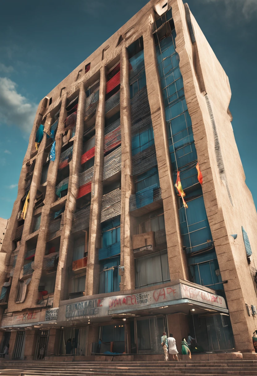 an image of a social work building from the front, on the front a banner written in Portuguese
Brazilian, Educating for Christ project