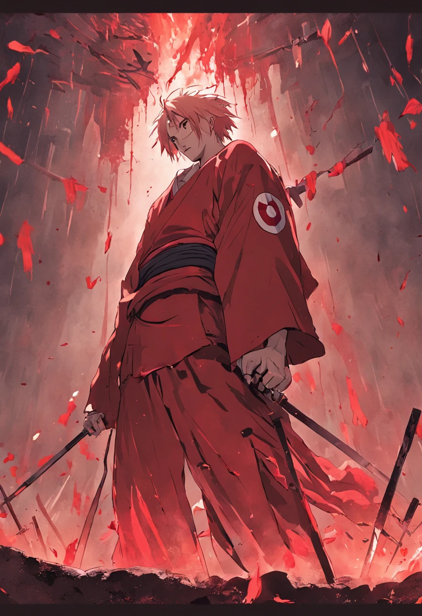 japanes，kneels on the ground，disembowel，suicide，bleed，Cut yourself with a knife，self harm，With a white strip of cloth on his head，There is blood on the cloth strip，Bombed houses，Remains of a cliff wall，nuclear bomb，Drop nuclear bombs on Little Japan，bombs，atomic bomb，H-bomb，Bombing Japan，Flag of the rising sun，Japan Flag，The Japanese people are on their knees，Suicide by caesarean section in Japan，Japan was shelled，Lots of blood，Blood stained the earth red，