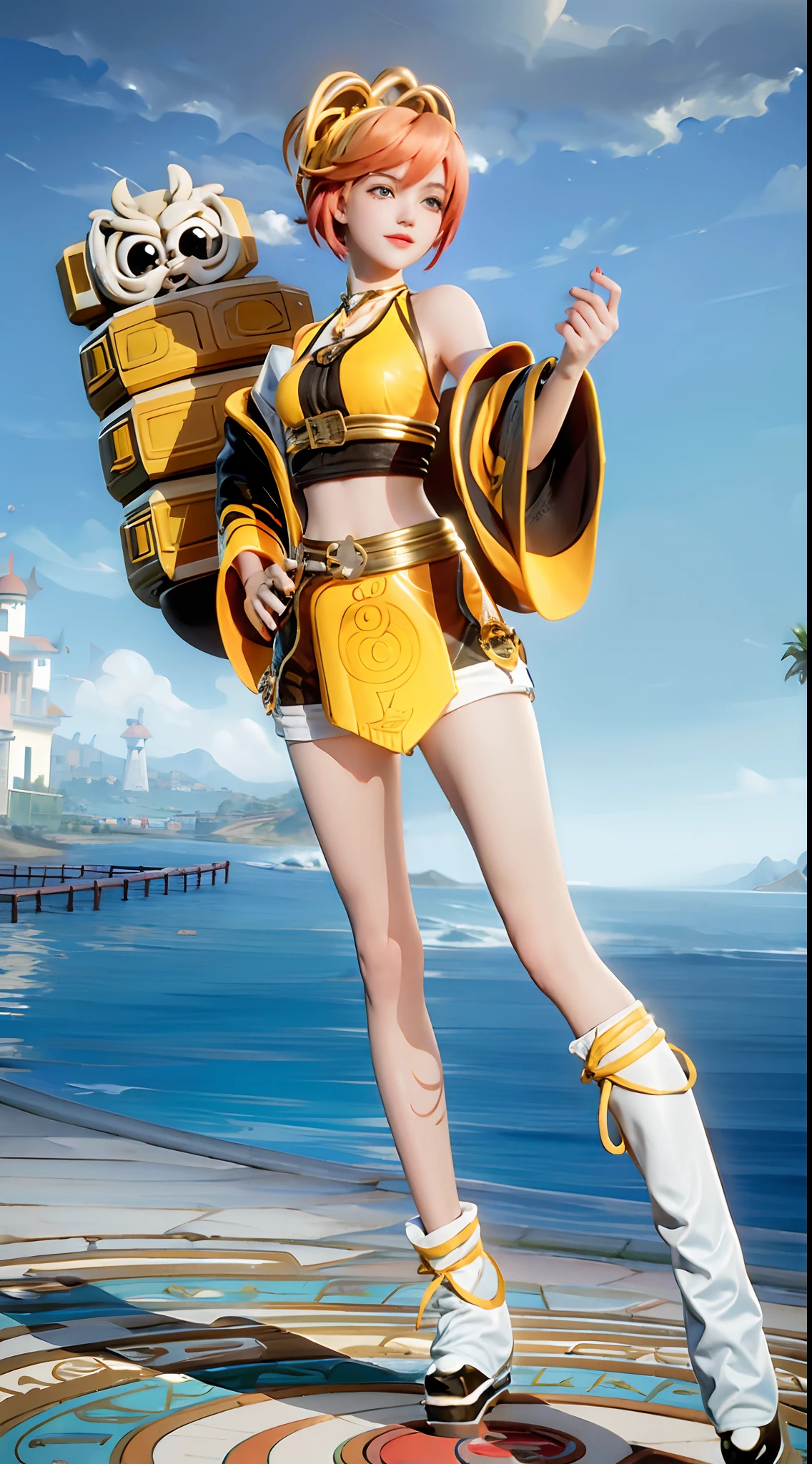 holding the rose in a slender and delicate hand towards the camera,high quality,masterpiece,facing the camera,yellow long hair,sakimi chan,a character portrait,make a complete appearance,an alluring expression,