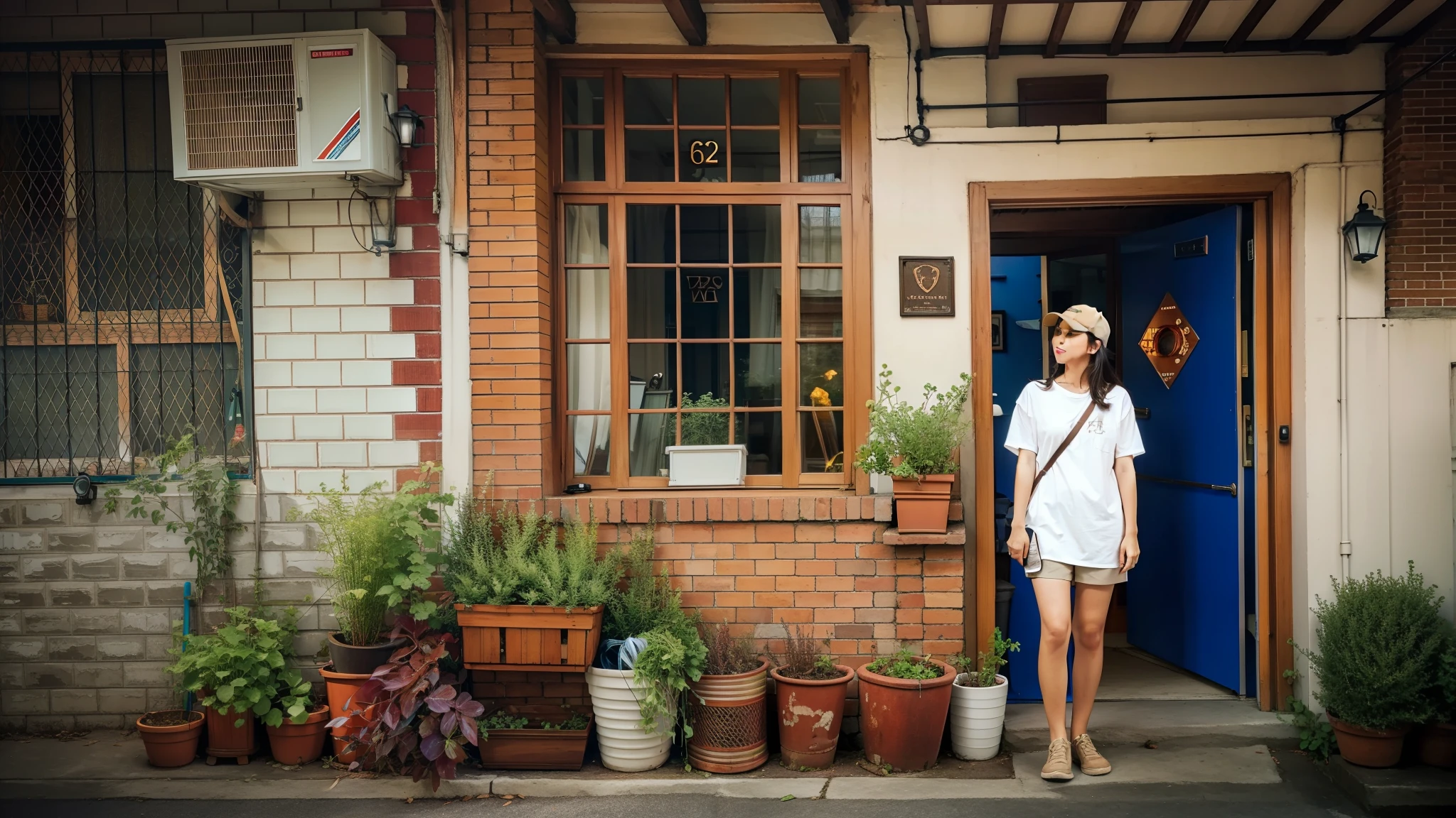 Brown wood door frame