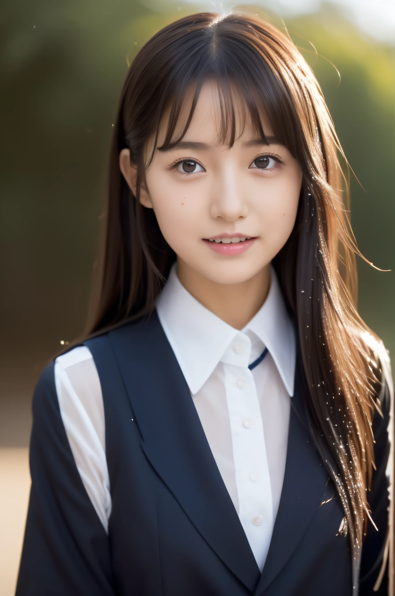 (((high detal,high-detail、masterpiece,Attention to detail))),Arab-asian woman in uniform, Realistic Young Gravure Idol, a hyperrealistic schoolgirl, Japan school uniform, japanese girl school uniform, a hyperrealistic schoolgirl,Young Pretty Gravure Idol, wearing japanese school uniform, Young Sensual Gravure Idol, Young Gravure Idol, Beautiful but innocent schoolgirl when you laugh,the whole body is wet,dripped out,with a flushed face,Beautiful girl with beautiful legs,Beautiful woman natural light、the whole body is wet,Sheer clothing,Semi-long,perm,Brown shiny hair,Hair is wet,Dripping water,dripping,,Have a troubled face,