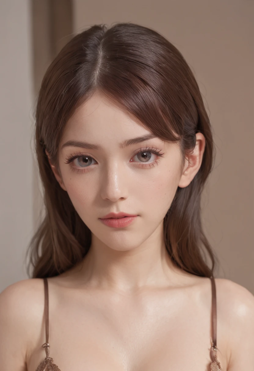 Best quality, masterpiece, ultra high res, (photorealistic:1.4), raw photo, 1girl, offshoulder, room, deep shadow, High key, realistic skin, wet, intricate light, masterpiece, sunset, twintail hair, strong wind, japanese girl, white tanktop, big breast