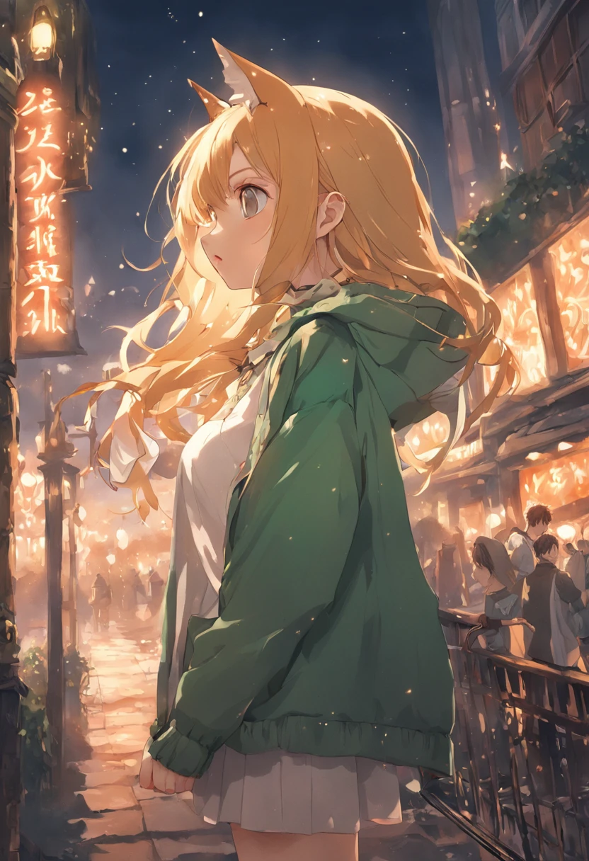 Side view, Mini Form Perspective, Sharp Shot, Professional Photogarf, 70mm lens, Detail Love, good quality, unreal enginee 5, wall-paper, pockets, Highly detailed, 8K, Soft light, Fantasy, photos realistic、(European Girl、Golden hair、eye glass、)、(Fox Hat、Green Chicolle、White blouse、Plaid high-waisted skirt、garter stocking、Long braided boots)、(Full Moon Night、Dance happily in the forest)、Cute Girl Model Pictures、European Girl、Photorealistic perfect body