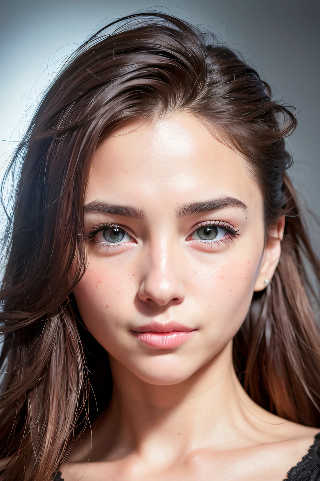 chef-d'artwork, Very detailed, realistic, photographie, HD, 8K, 1fille, (cheveux noirs), cheveux longs, cheveux raides, ((yeux verts)), pouting lips, yeux brillants, sparkling eyes, souriante, heureuse, bonheur, joie. Rit en faisant de la potterie.