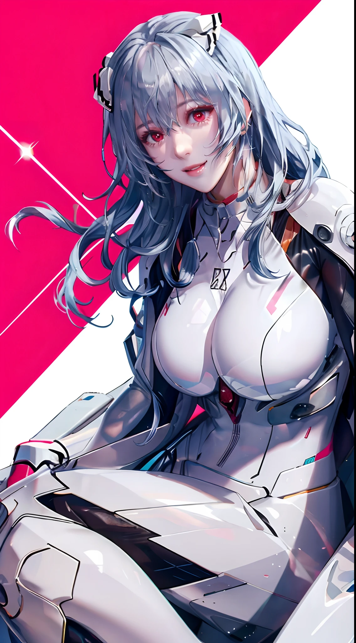 (((ayanami_Wang, blue hairs,looking at viewert, There is light in the eyes,laughingly,self-assured,)))