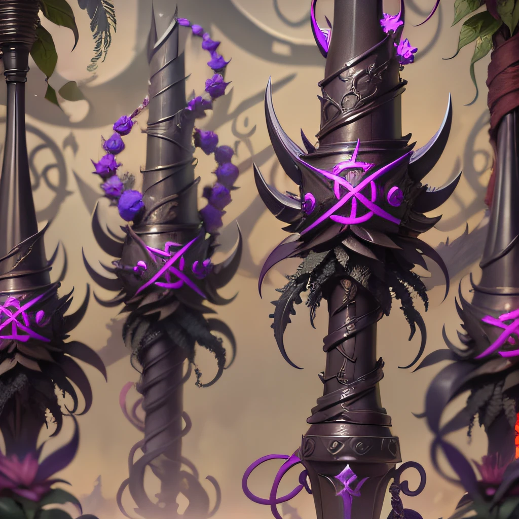 Heavy spiked mace wreathed in writhing shadows, inky tendrils creep along runes of evil power