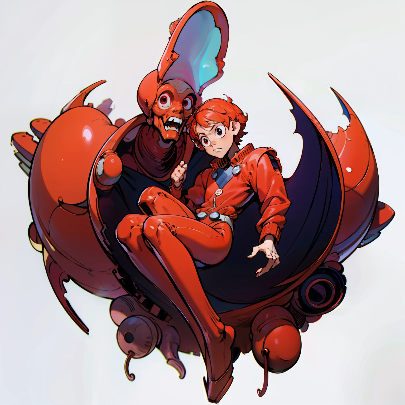 masutepiece, Best Quality, Full body shot, No background, White background, Red Mercury, Man's, alien