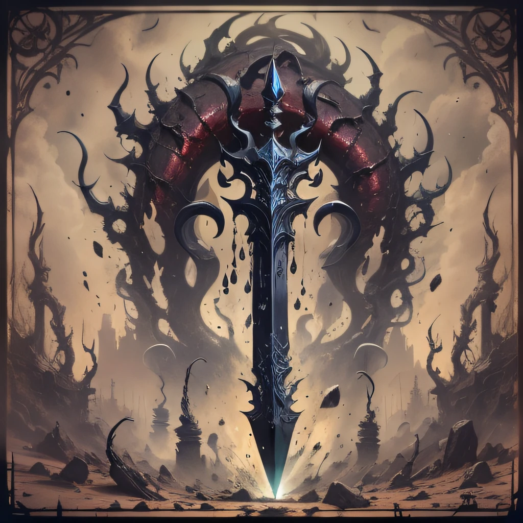 Wicked obsidian dagger dripping with venomous ichor, acrid smoke rises up from etched sigils of decay