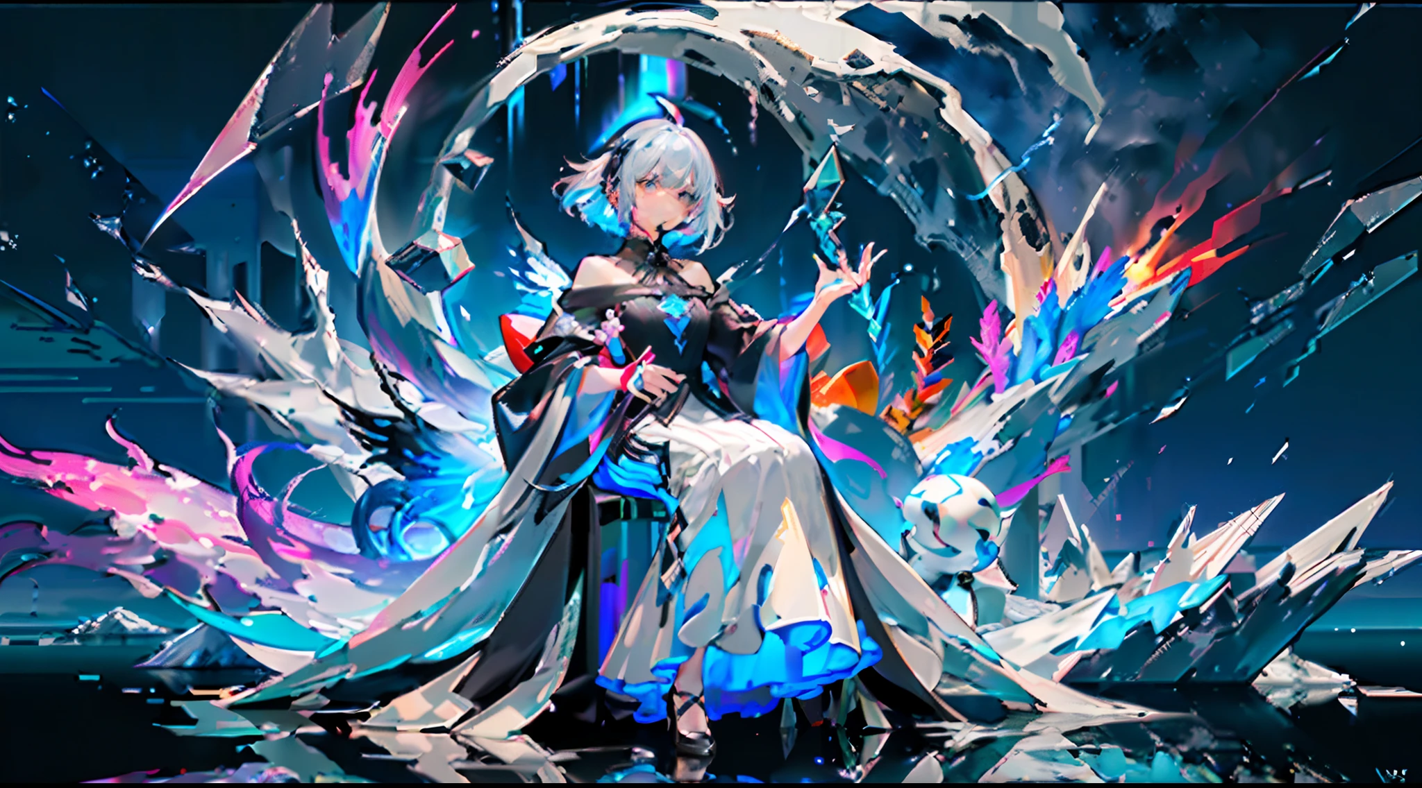 The portrait is centered,(Close-up:1.0),(nagative space:0.8),(Negative space:1.6),(Solo),(Float colorful {Wind|Water magic|ink|crystals|Ice|Fire|Flame|Lightning|web|Rocks|Sand|Particle|spark of light|Blood}:1.0),(Many are colorful {Soap bubbles|Clouds|Thorns|Spikes|vines|Electric currents|spirals|barely|Wings|tatoos|cubes|octahedron}:1.0),(Floating {Red|Green|Blue|Aqua|purple|Yellow|black|White|Grey|Pink|Orange|Lime} {Ribbons|feater|Particle|blades|droplets|snowflower|Soft balls}:1.0),({crystal|Ice|Fire|Flame|Wind|water|earth|stone|space|musical|Sonic|vortex} {magic|Wings}:1.0), ({Ray tracing,Glowing Sitting on the dragon,Sit on the dragon,Sit on the dragon,(elf:0.5)||}:1.1),({abstract backgrounds|City,skyscraper|forest,sonoko|Castle|Shrine|Cave,Underground|marshes|Lake|winter|Alien planet|}:1.4)