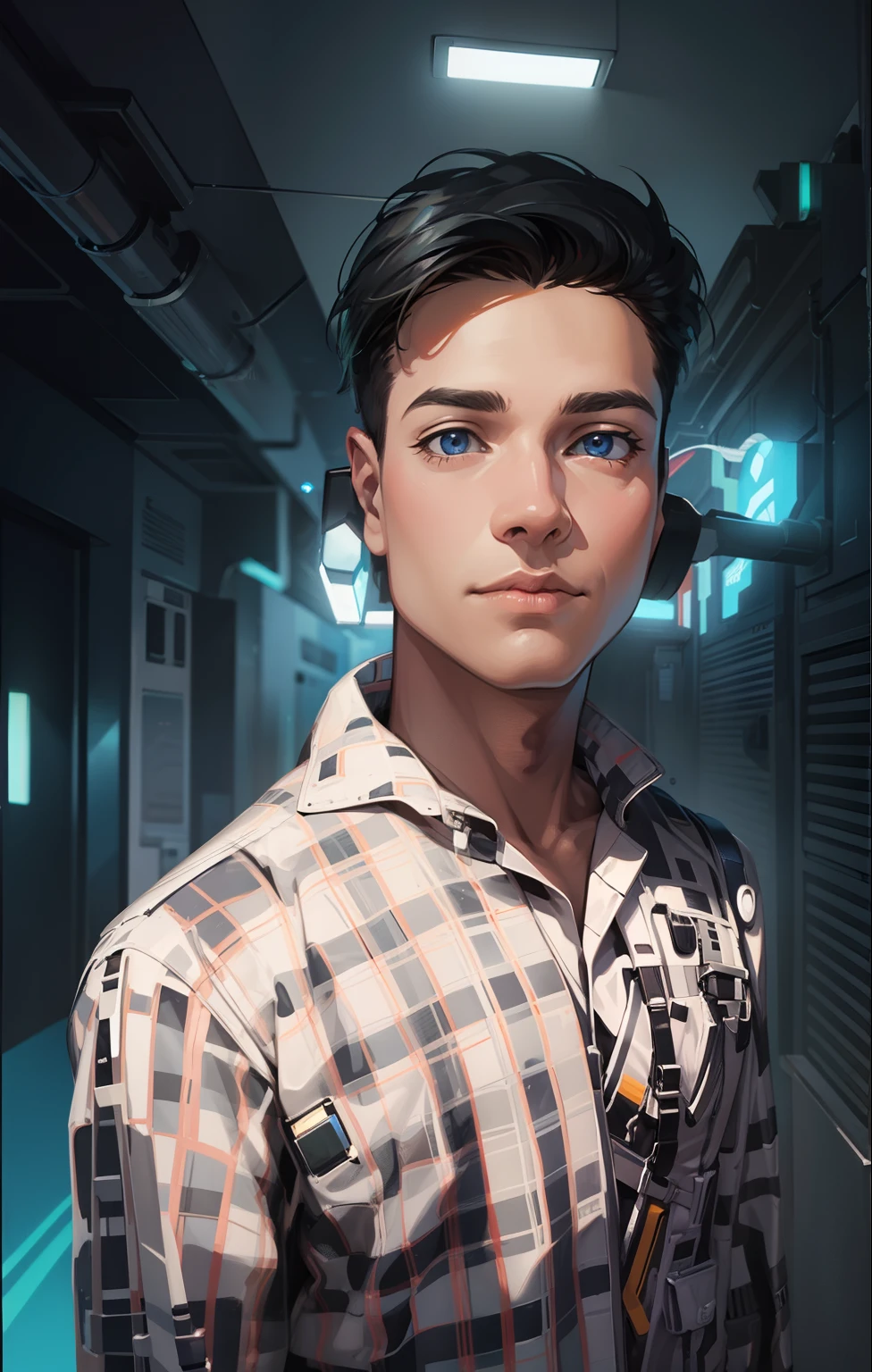 Boy with futuristic background realisti c face 8k ultra hd