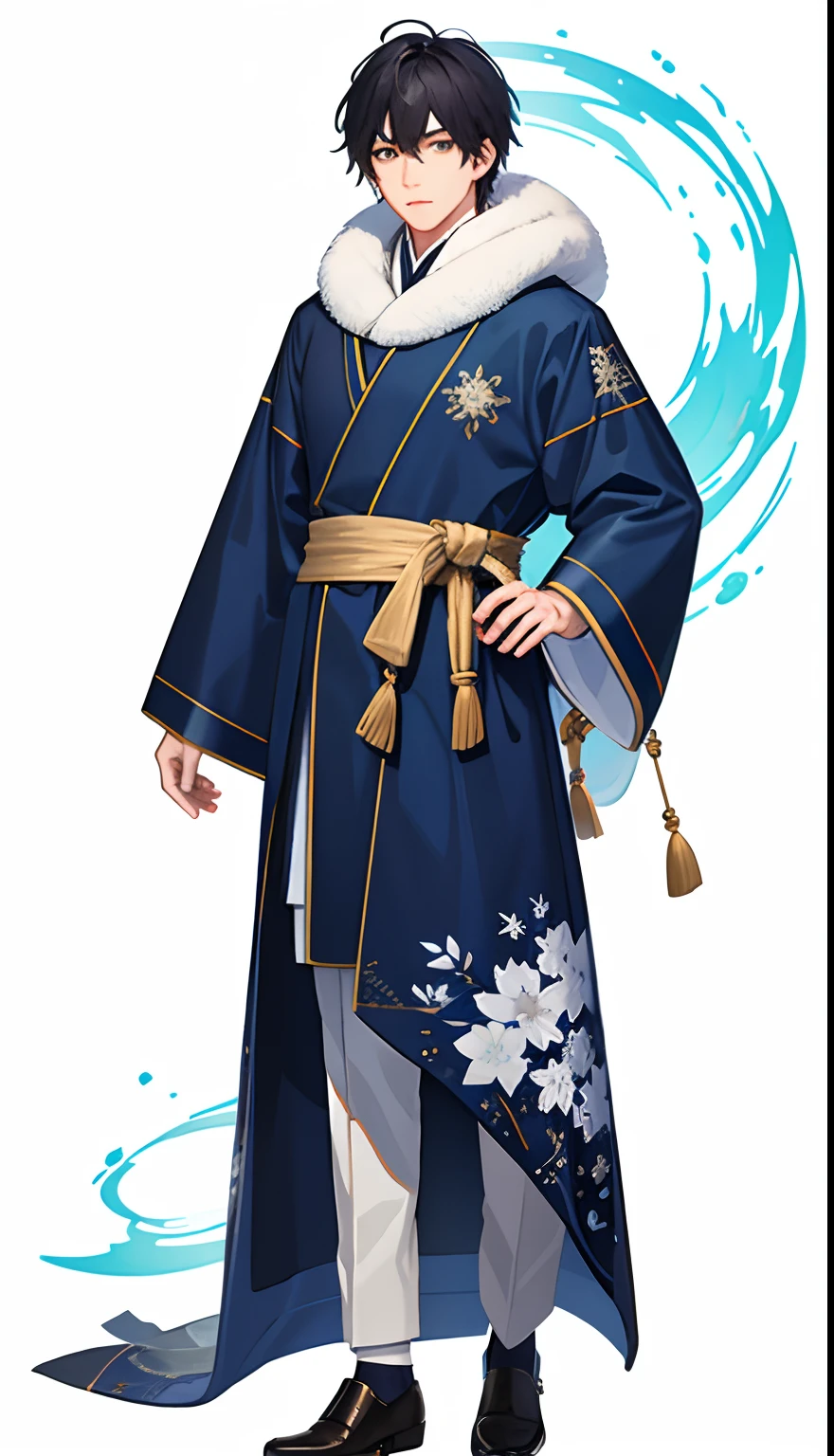 The male， illustratio, official character art, Detailed art, Full body portrait!!Winters，Yuki，winter clothes，围巾