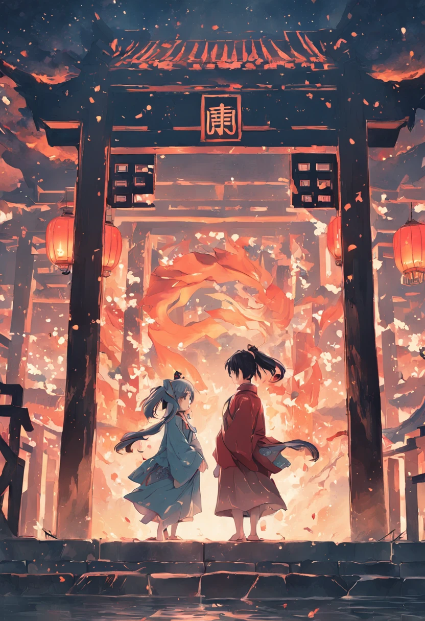 (((((Including the two Chinese characters Chinese language))))),Some antique architecture and writing