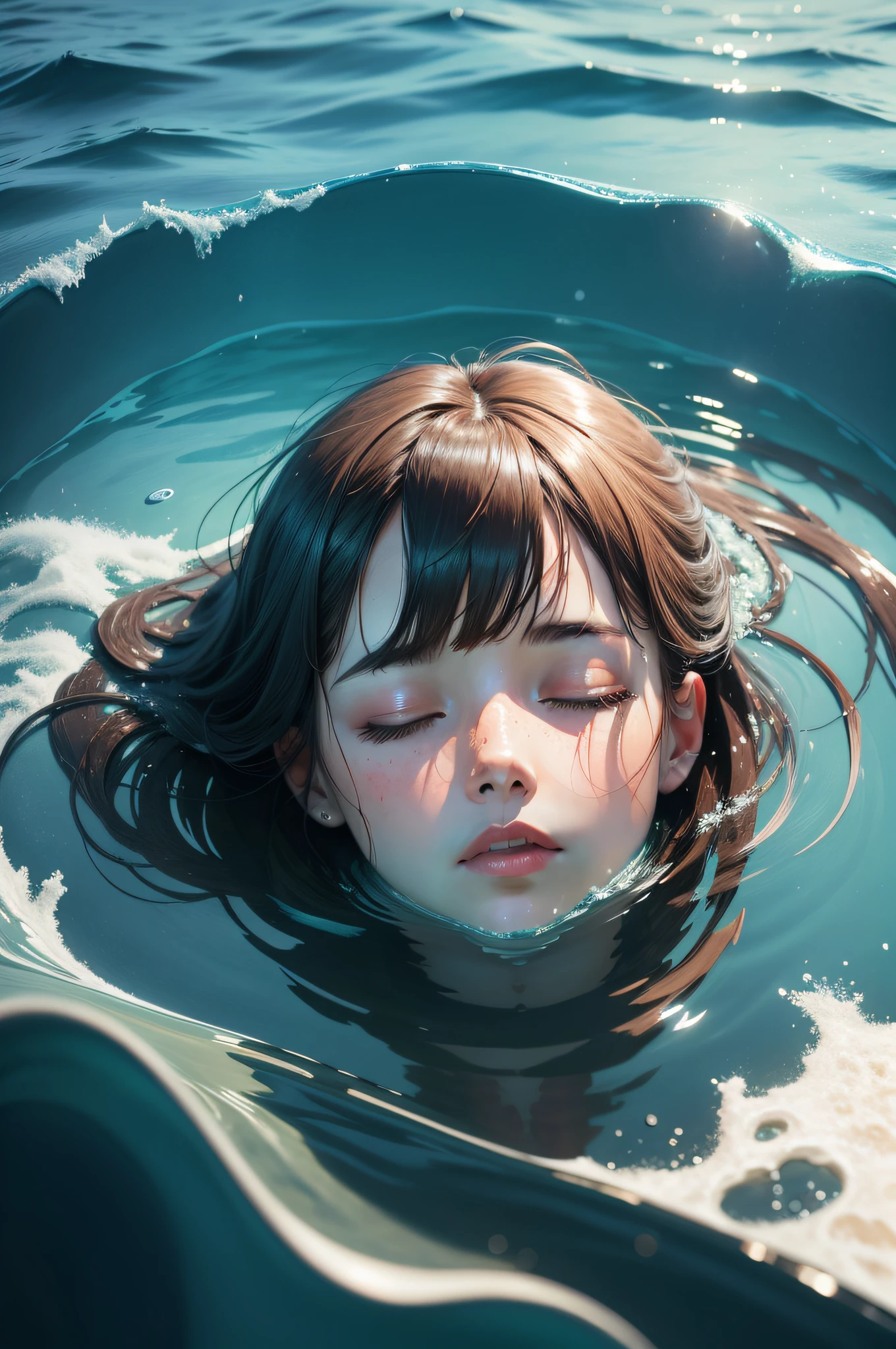 Sinking and floating on the surface of the sea