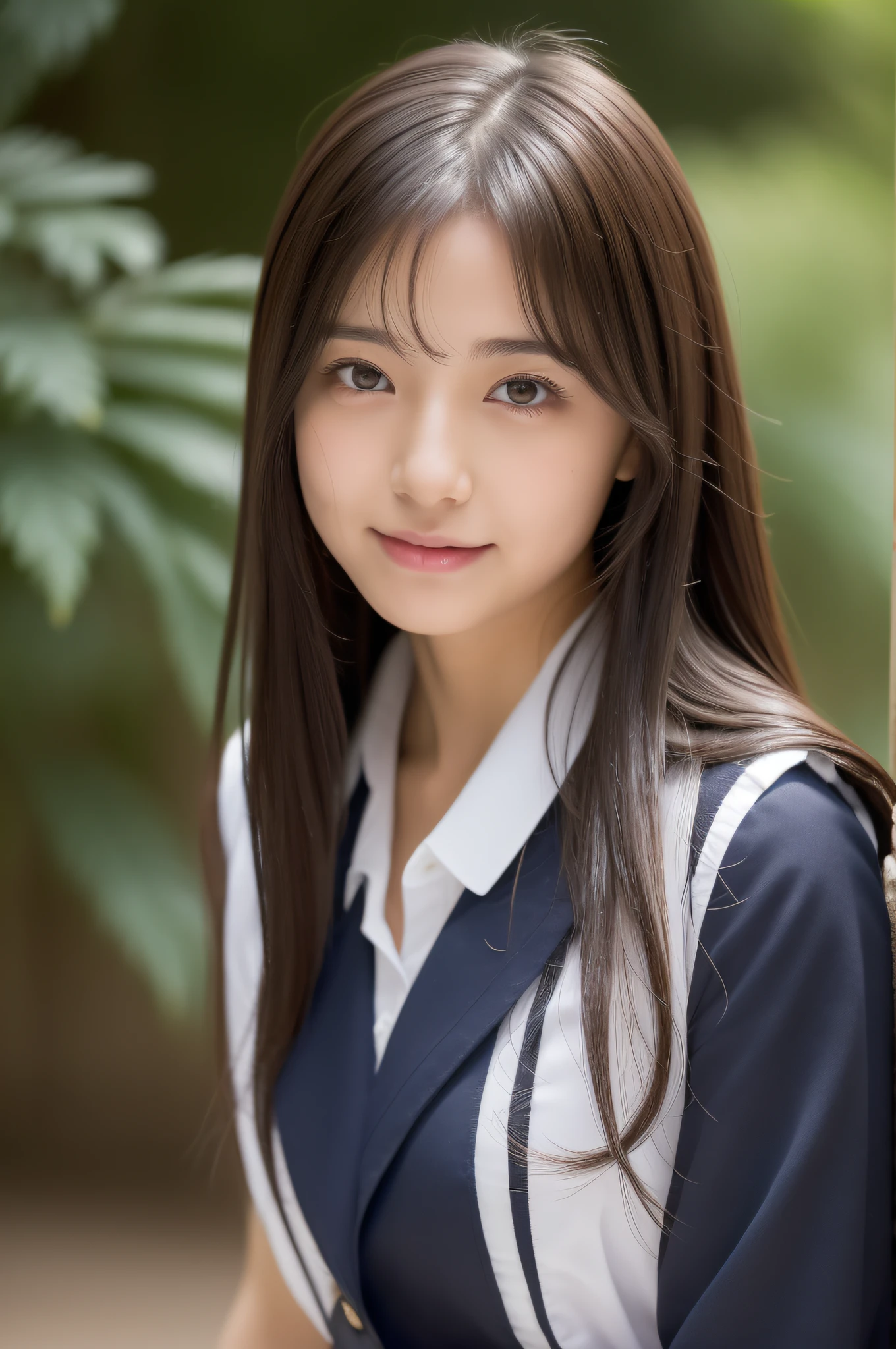 , outdoors, heavy rain, wet in the rain with uniform, wet white blouse, navy blue pleated skirt, girl, wet and underwear see-through, (too big breasts: 1.9), drooping breasts, whiplash, well developed, Japan person, ecchi face, face that felt very much, face that seems to cry, wet wet, sweaty, struck by heavy rain,